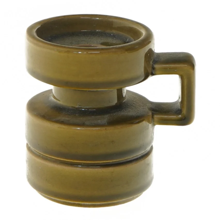 Keramisk lysestage med håndtag (str. 10 cm)