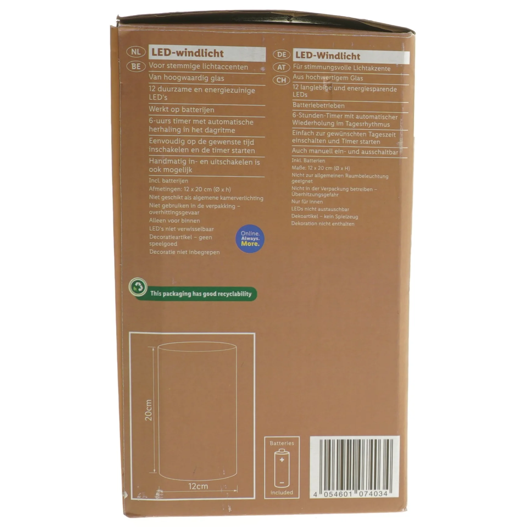 LED-lanterne fra Livarno (str. Ø 12 cm højde 20 cm)