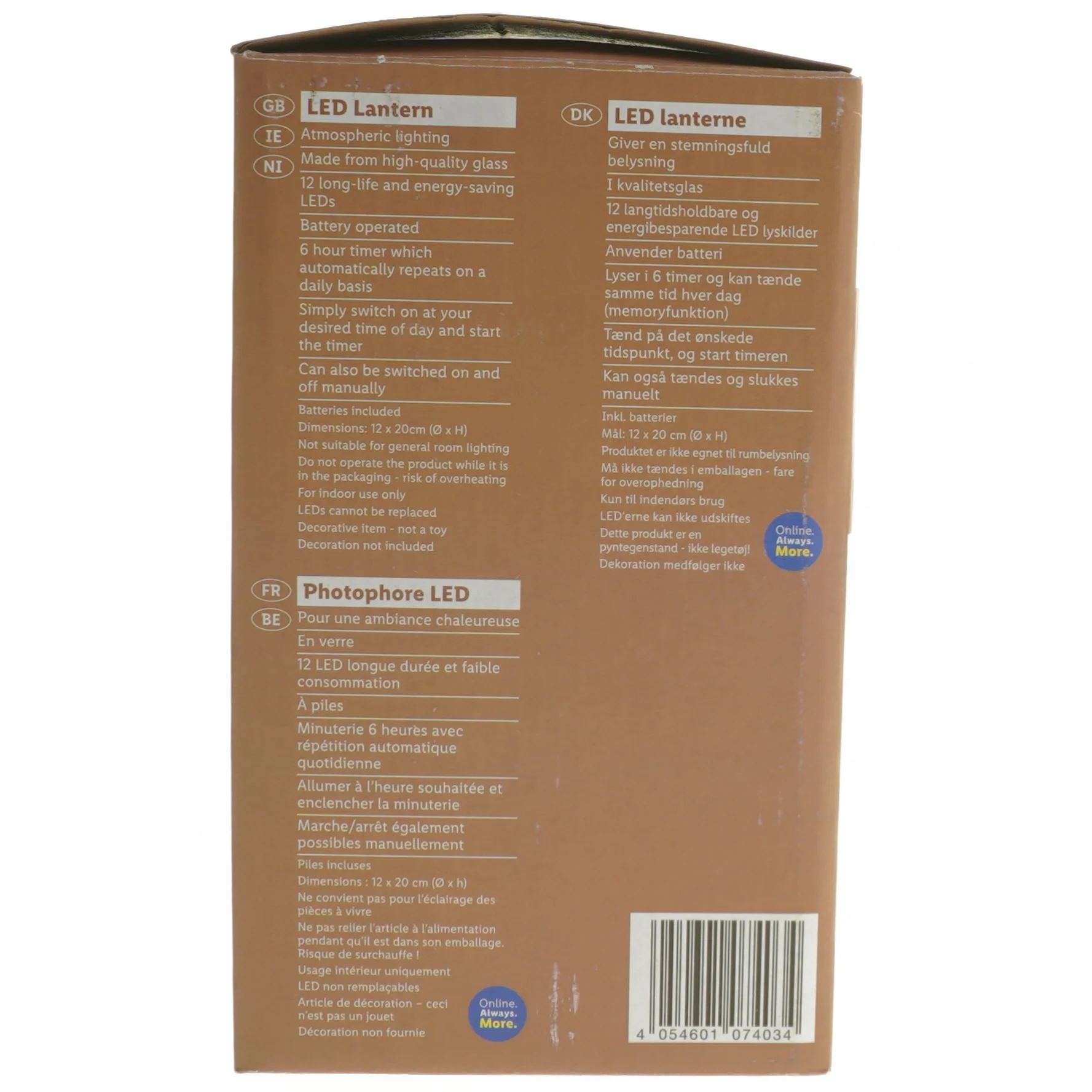 LED-lanterne fra Livarno (str. Ø 12 cm højde 20 cm)