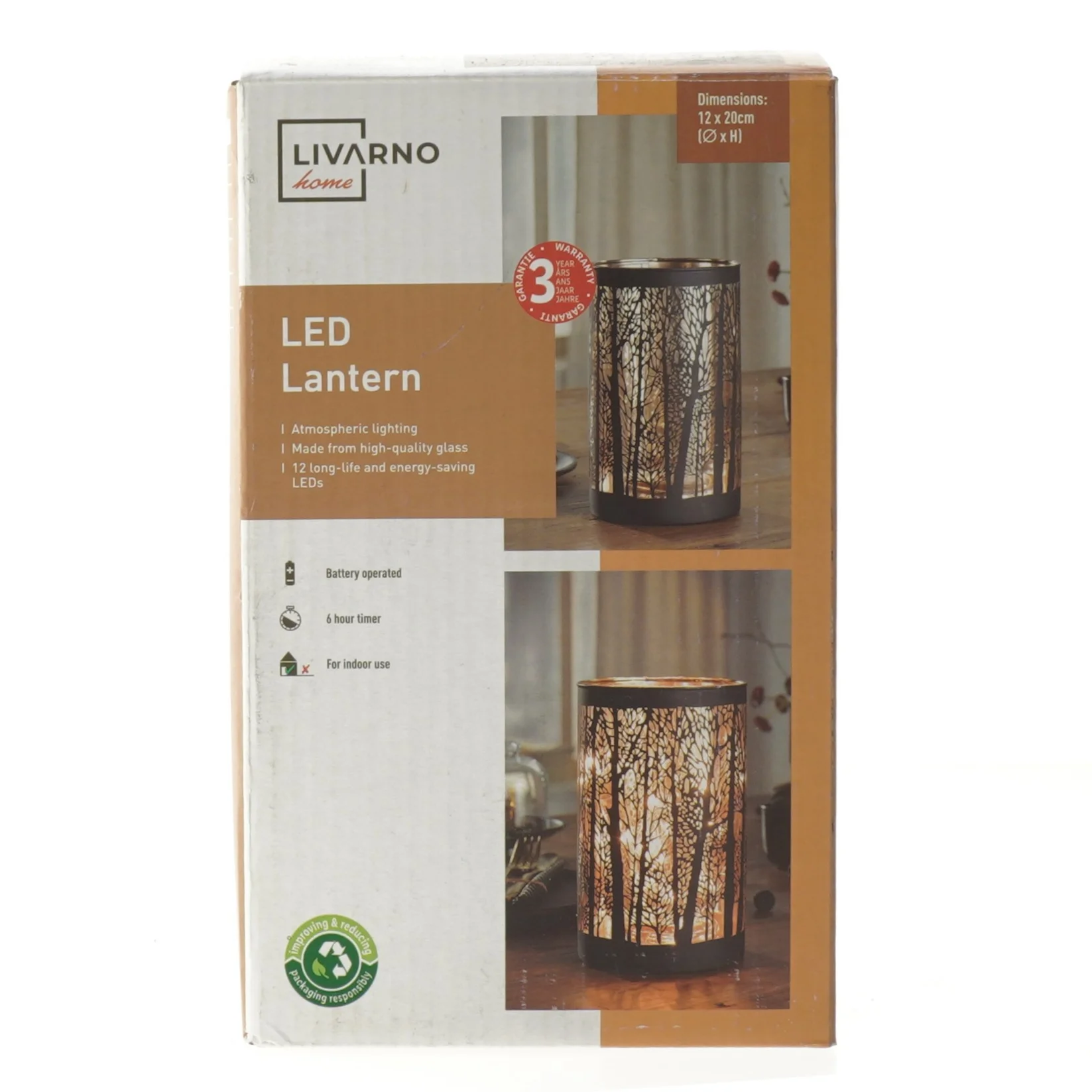 LED-lanterne fra Livarno (str. Ø 12 cm højde 20 cm)