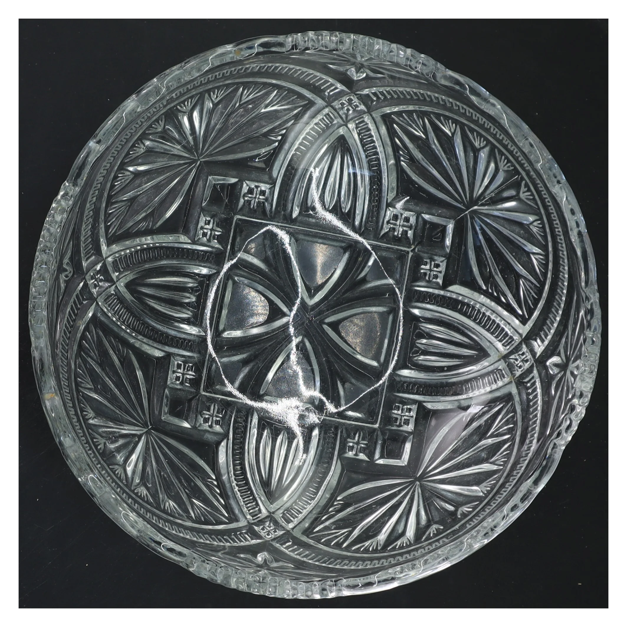 Glas skål med mønster (str. Ø 20 cm)