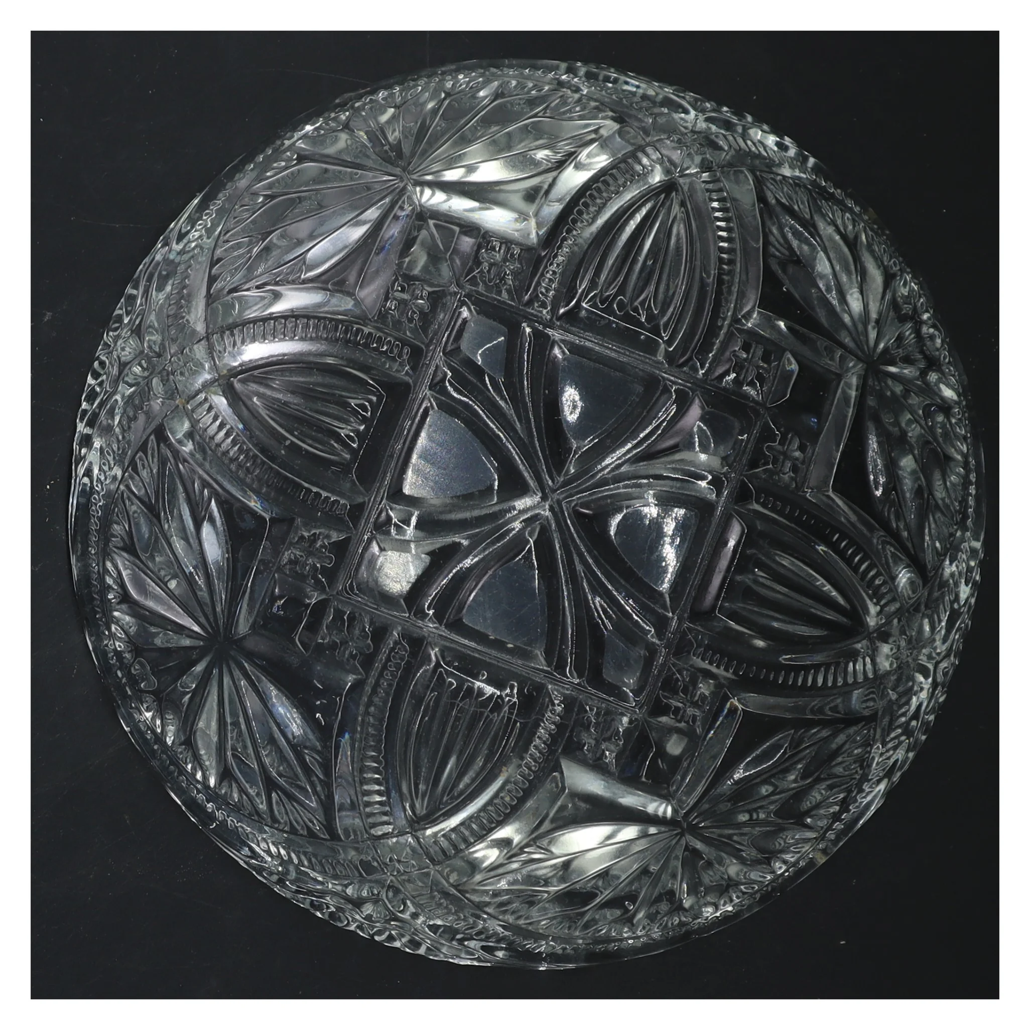 Glas skål med mønster (str. Ø 20 cm)