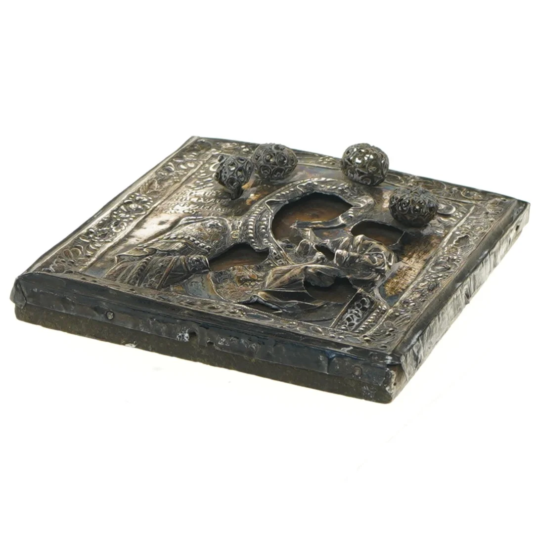 Dekoreret metal ikon (str. 14,5x12,5 cm)