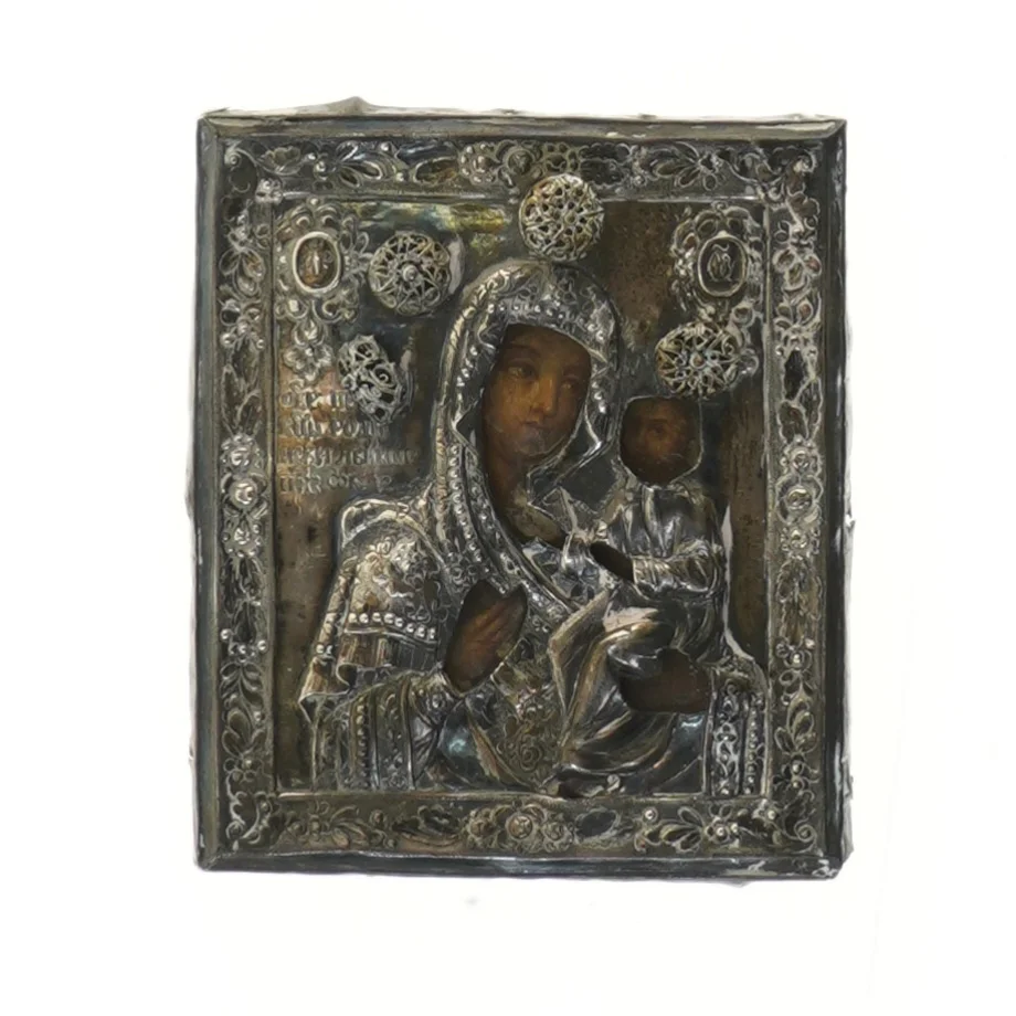 Dekoreret metal ikon (str. 14,5x12,5 cm)