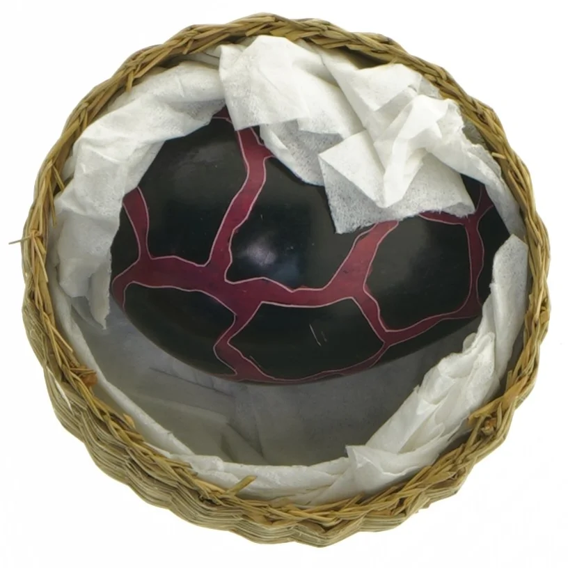 Dekorativt æg med kurv (str. 8 cm)