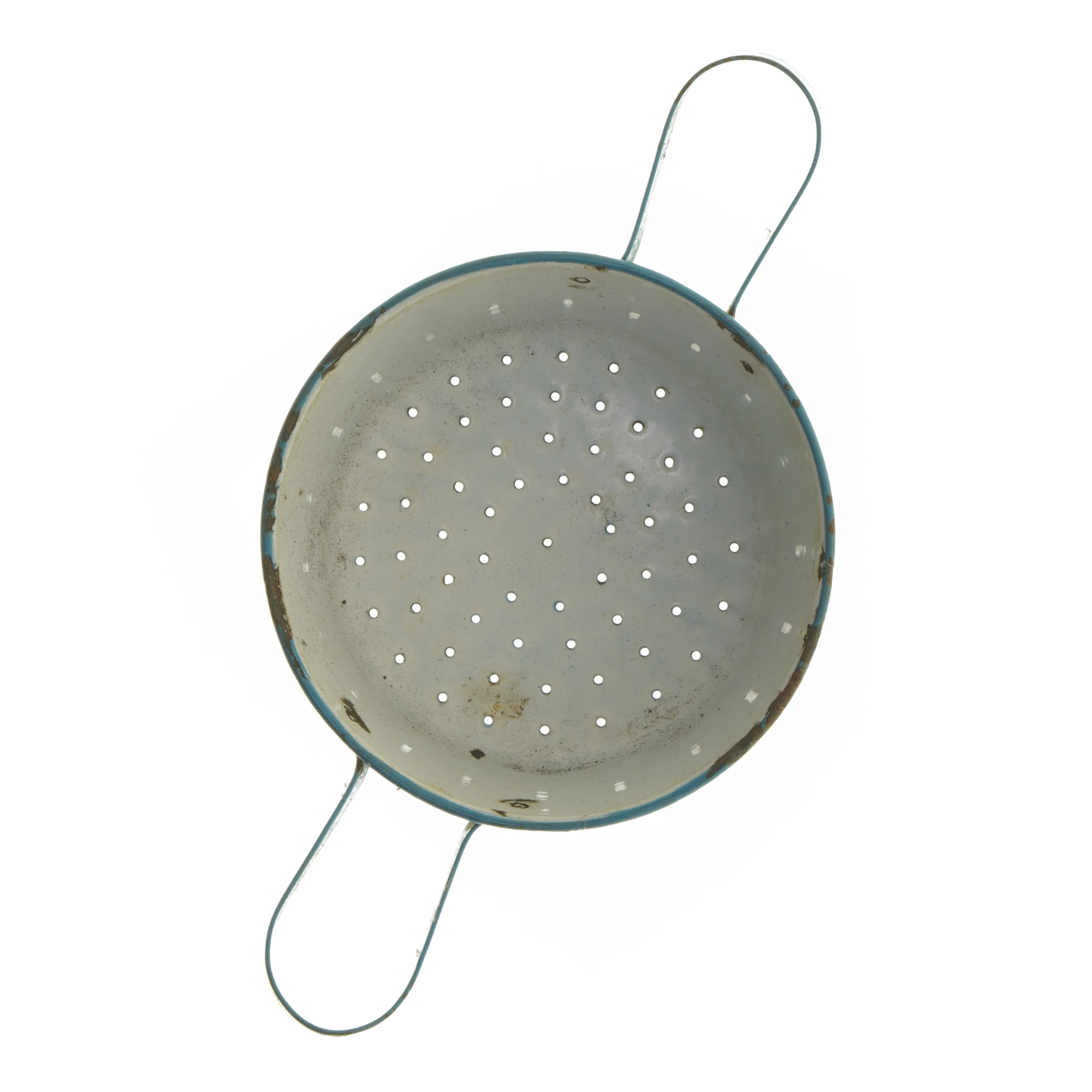 Blå emaljeret si med hank, madam blå emalje (str. Ø 19 cm)