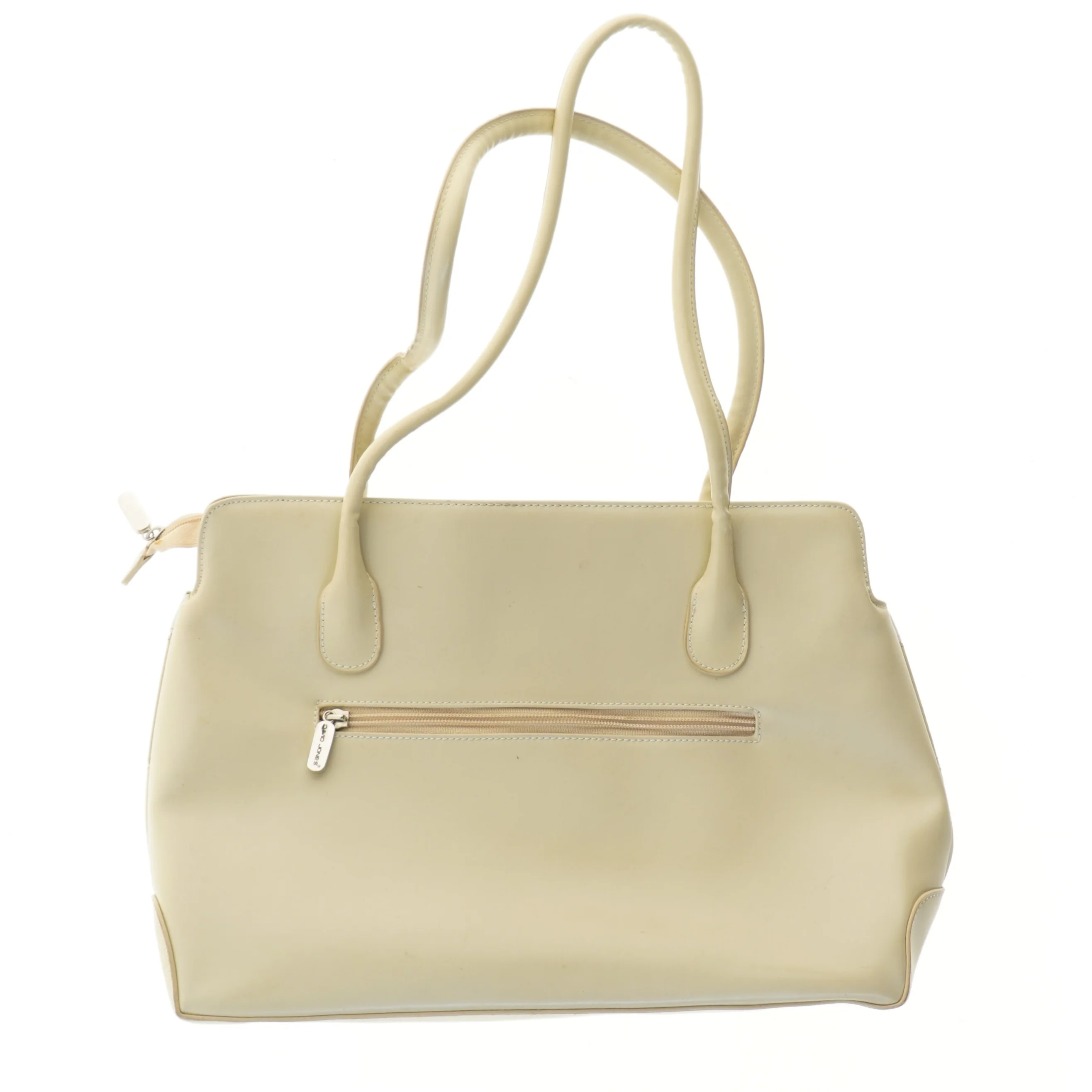 Hvid og beige håndtaske fra David Jones (str. 38x24 cm)