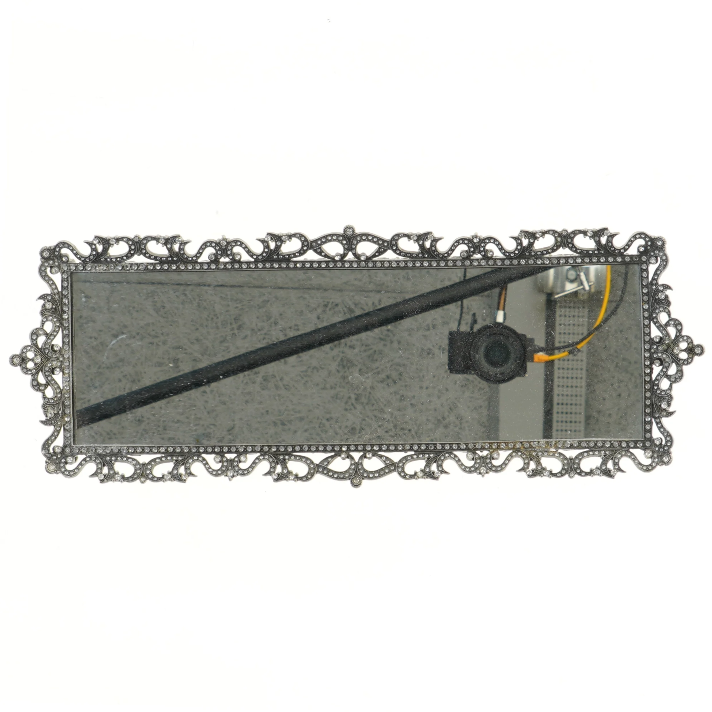 Dekorativt spejl på bakke (str. 45x19 cm)