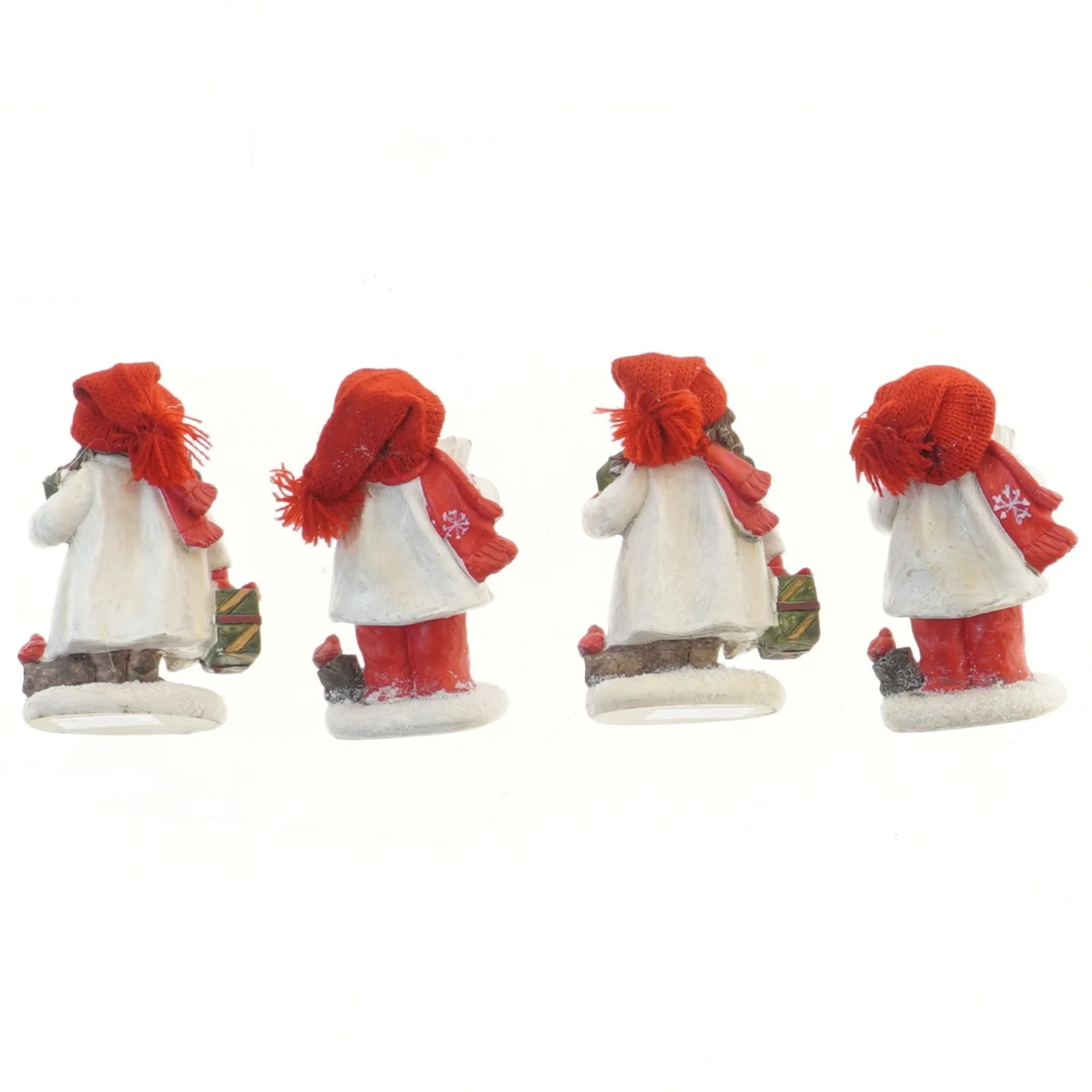 Julefigurer med nissehuer (str. 4 styk, 10 cm)