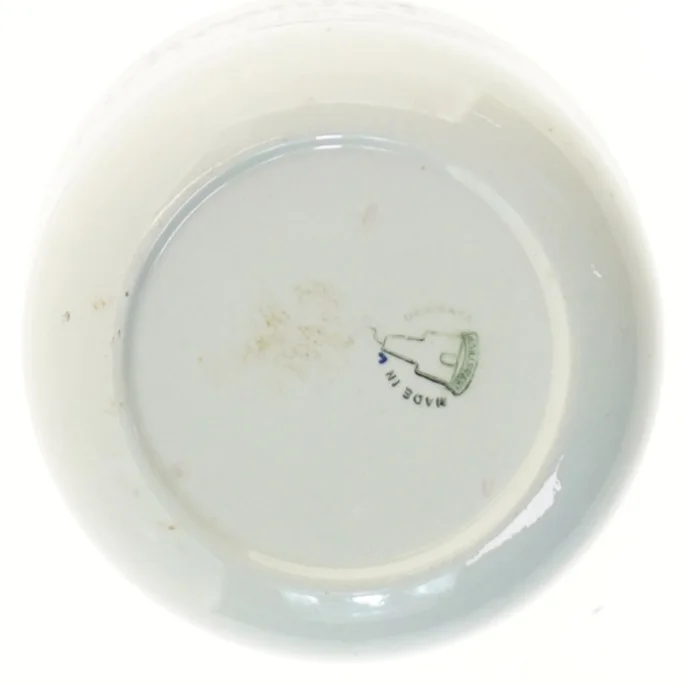 Porcelænsbeholder med trælåg (str. Ø 13 cm)