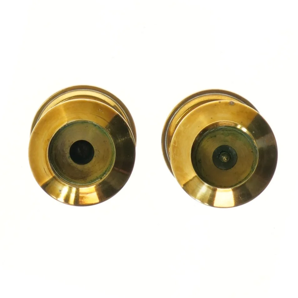 To messing lysestager (str. 2 stk 13,5 cm)