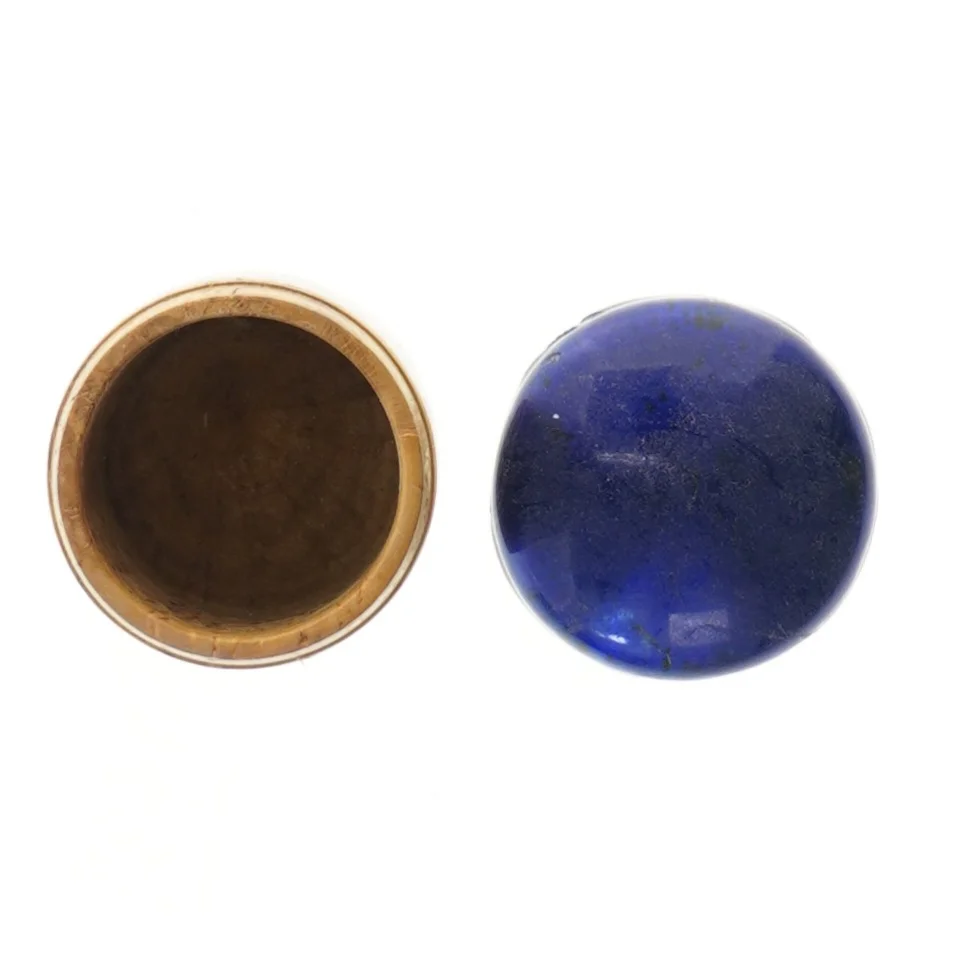 Urne med blåt låg (str. Ø 7 cm længde 12 cm)