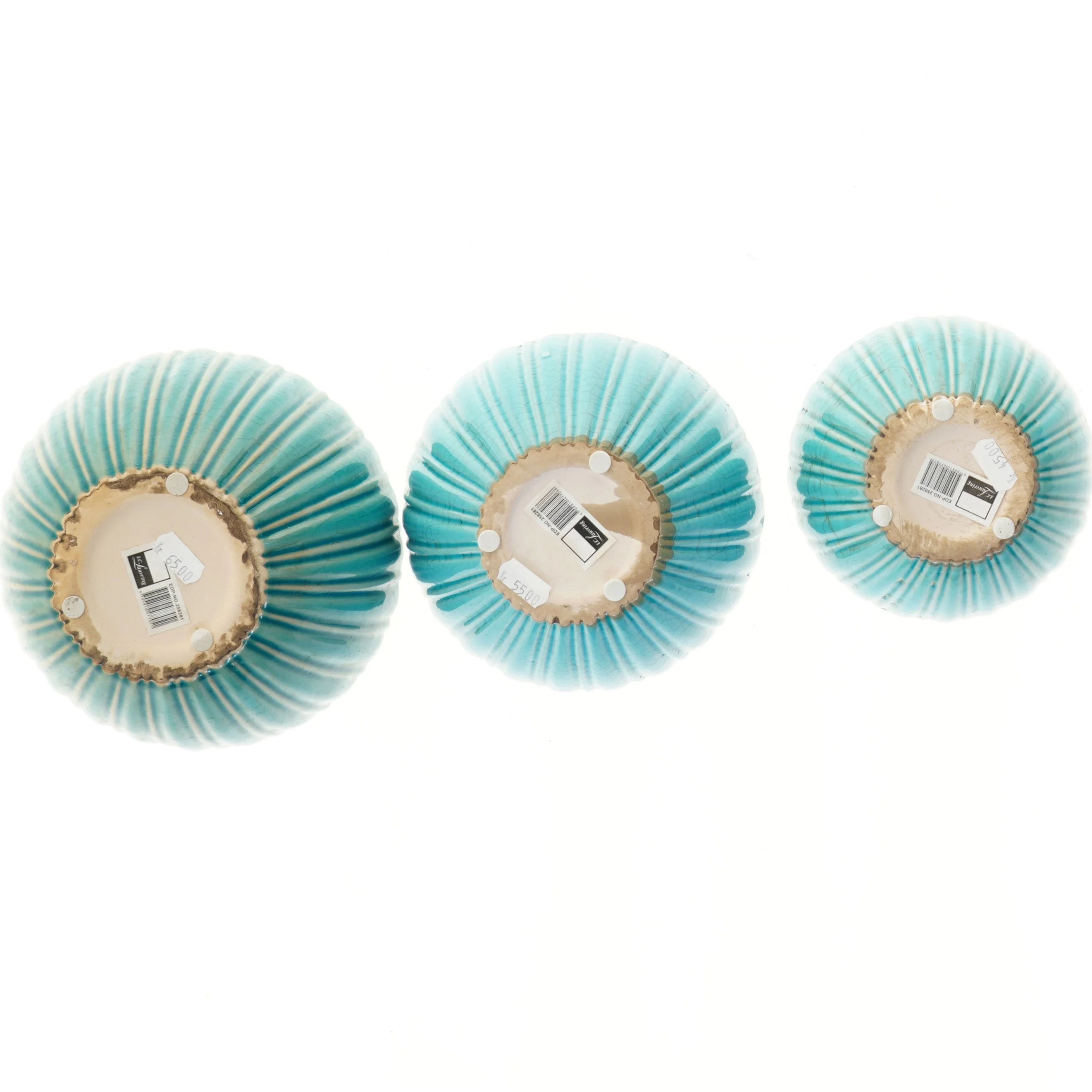 Sæt med 3 turkise skåle fra I. C. Lauvring (str. Ø 20-15 cm)