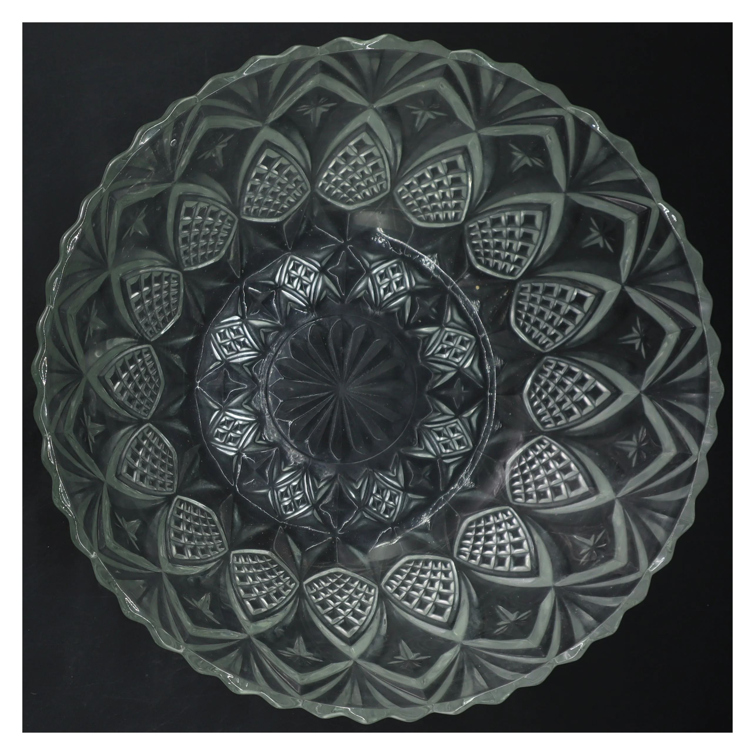 Glas skål med mønster (str. Ø 24 cm)