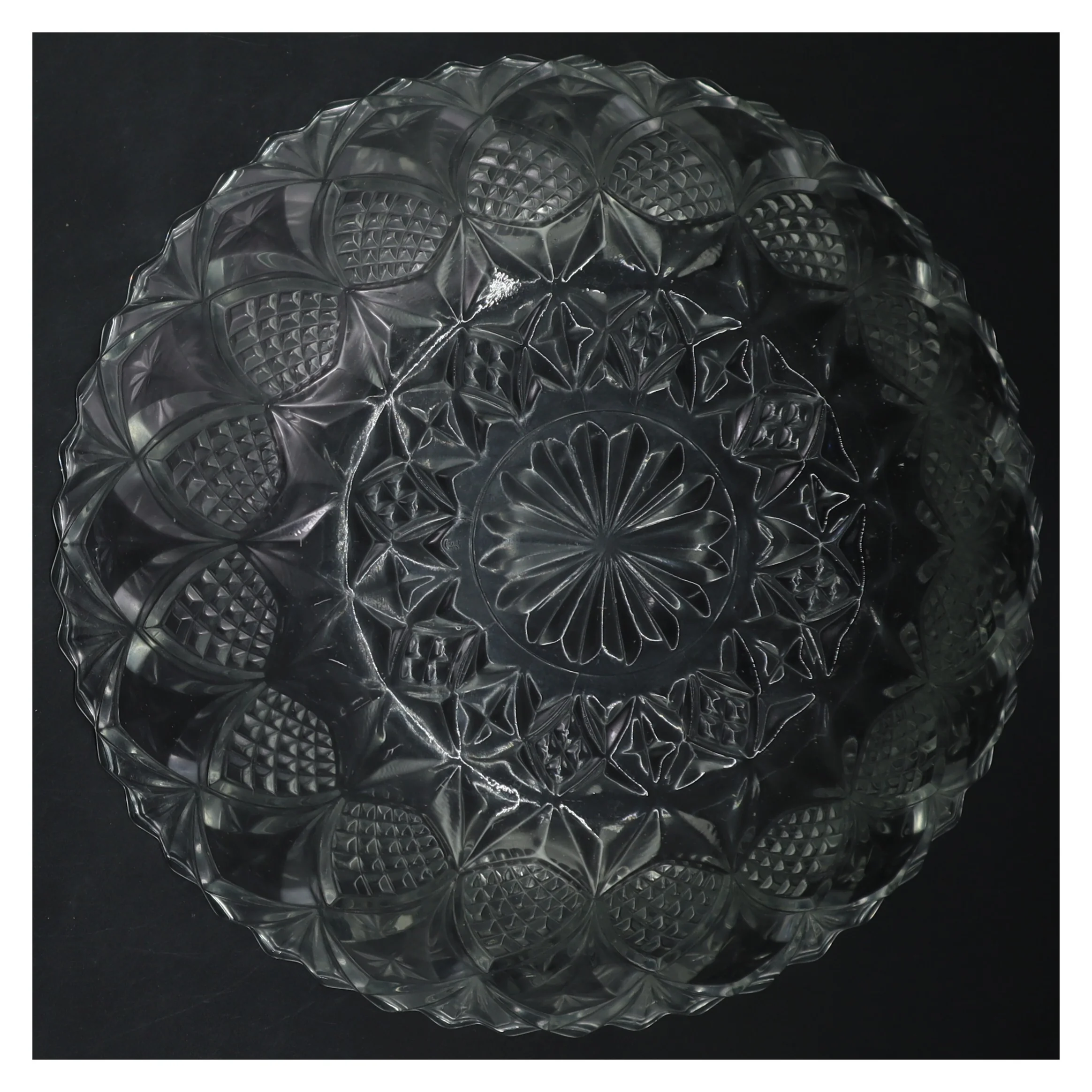 Glas skål med mønster (str. Ø 24 cm)