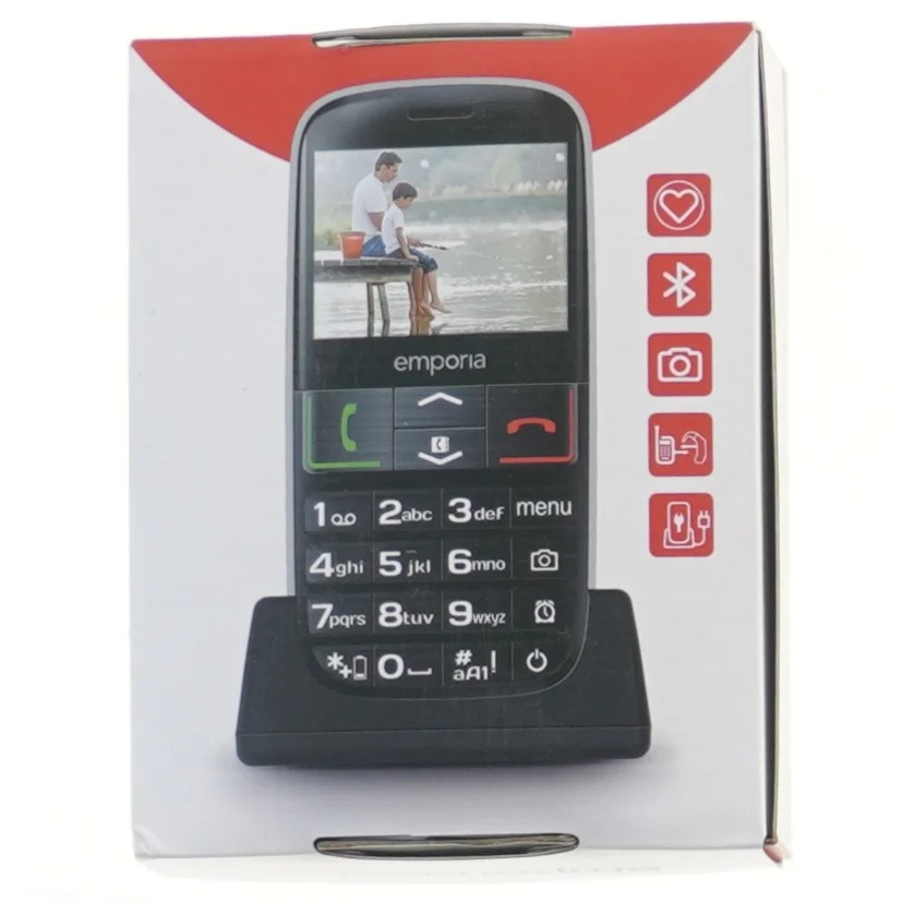 Emporia mobiltelefon med tilbehør fra Emporia (str. 12x6 cm)