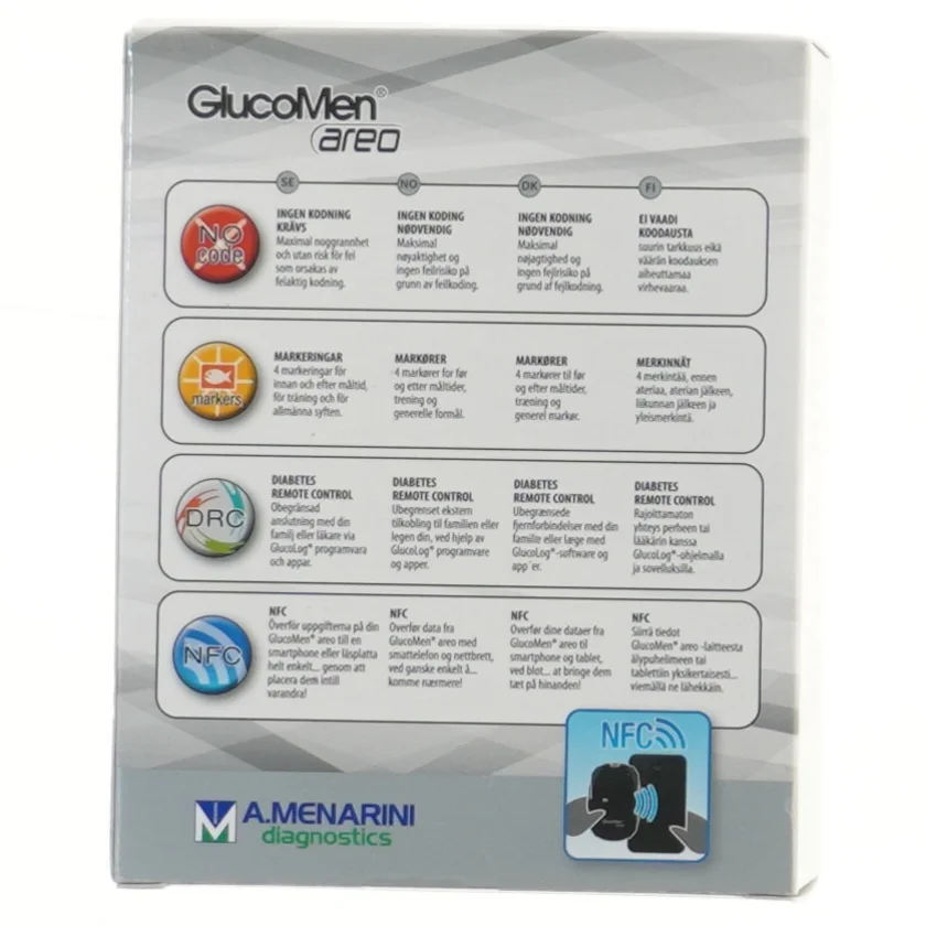 Blodsukkermåler GlucoMen Areo NFC fra A.Menarini Diagnostics