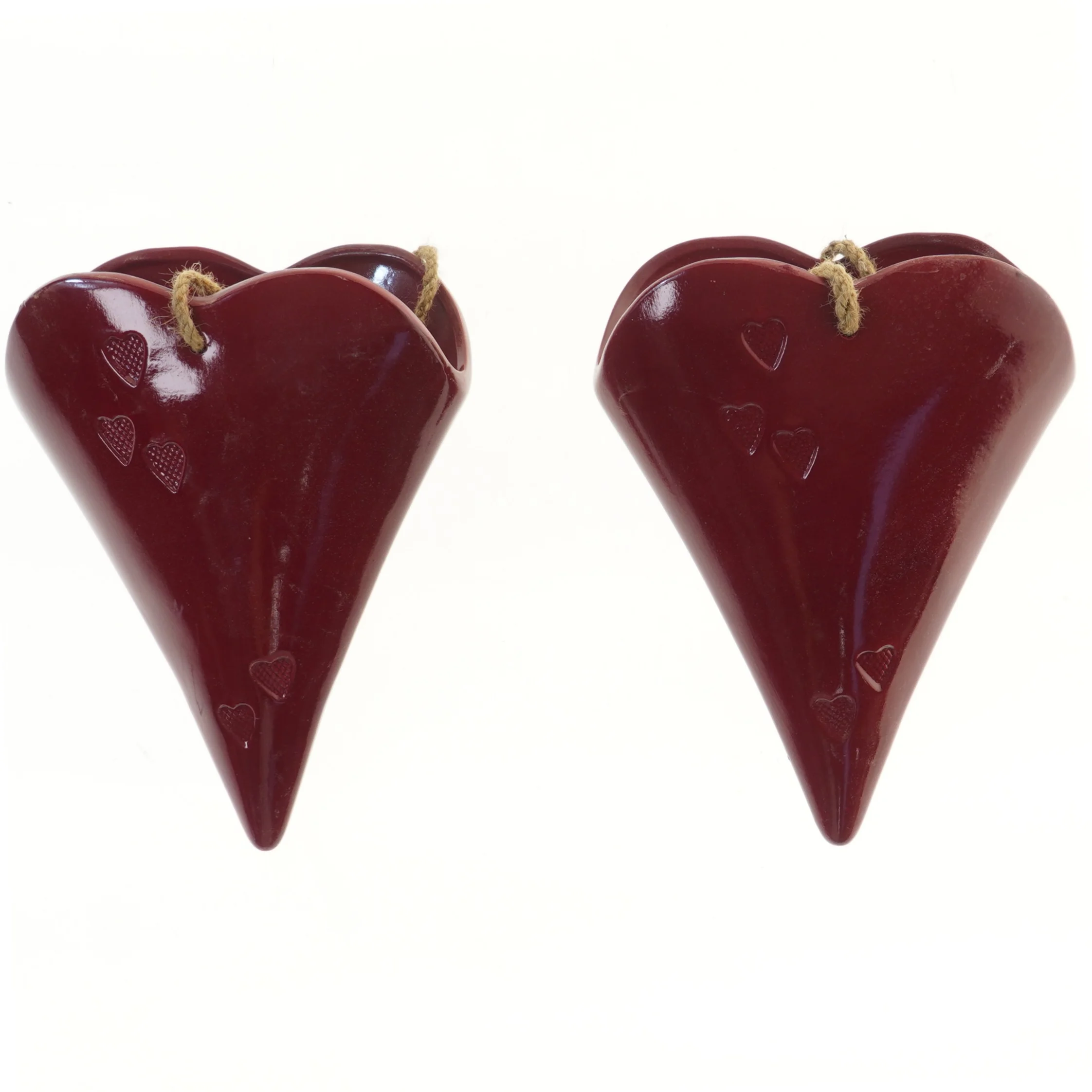 Røde hjerteophæng (str. 26x20x10, 2 styk cm)