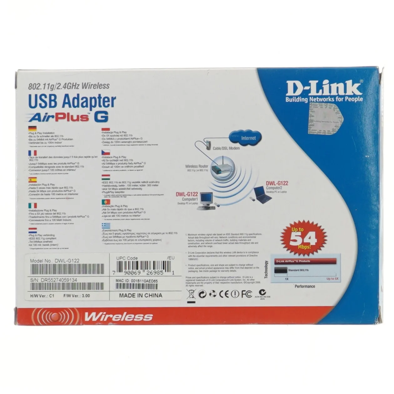 D-Link AirPlus G USB-adapter fra D-link (str. 24x17 cm)