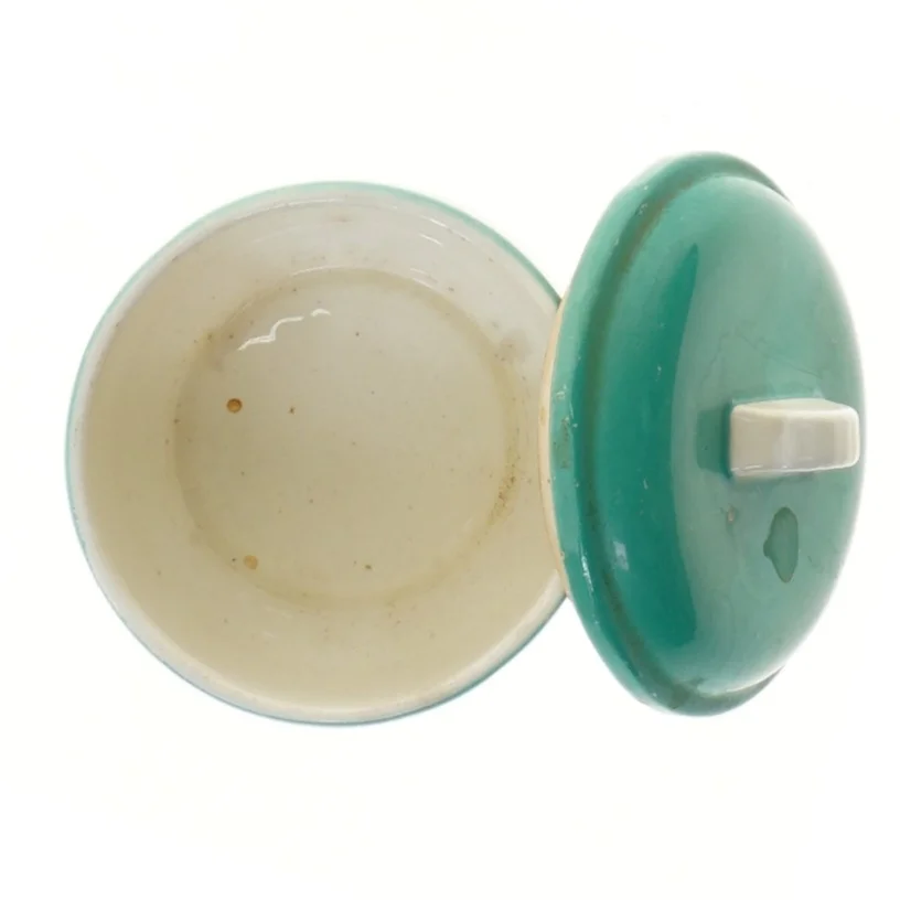 Blå sukkerkrukke med låg (str. Ø 10 cm)