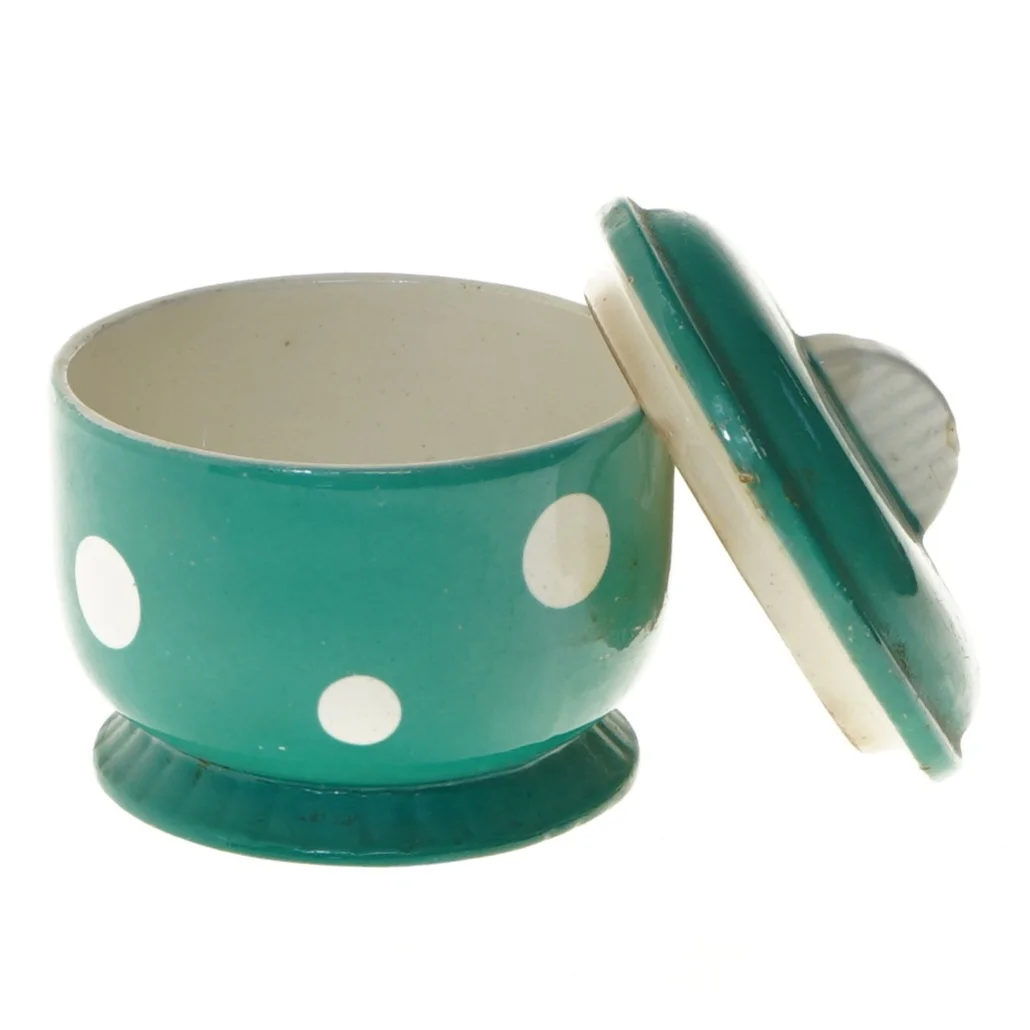 Blå sukkerkrukke med låg (str. Ø 10 cm)