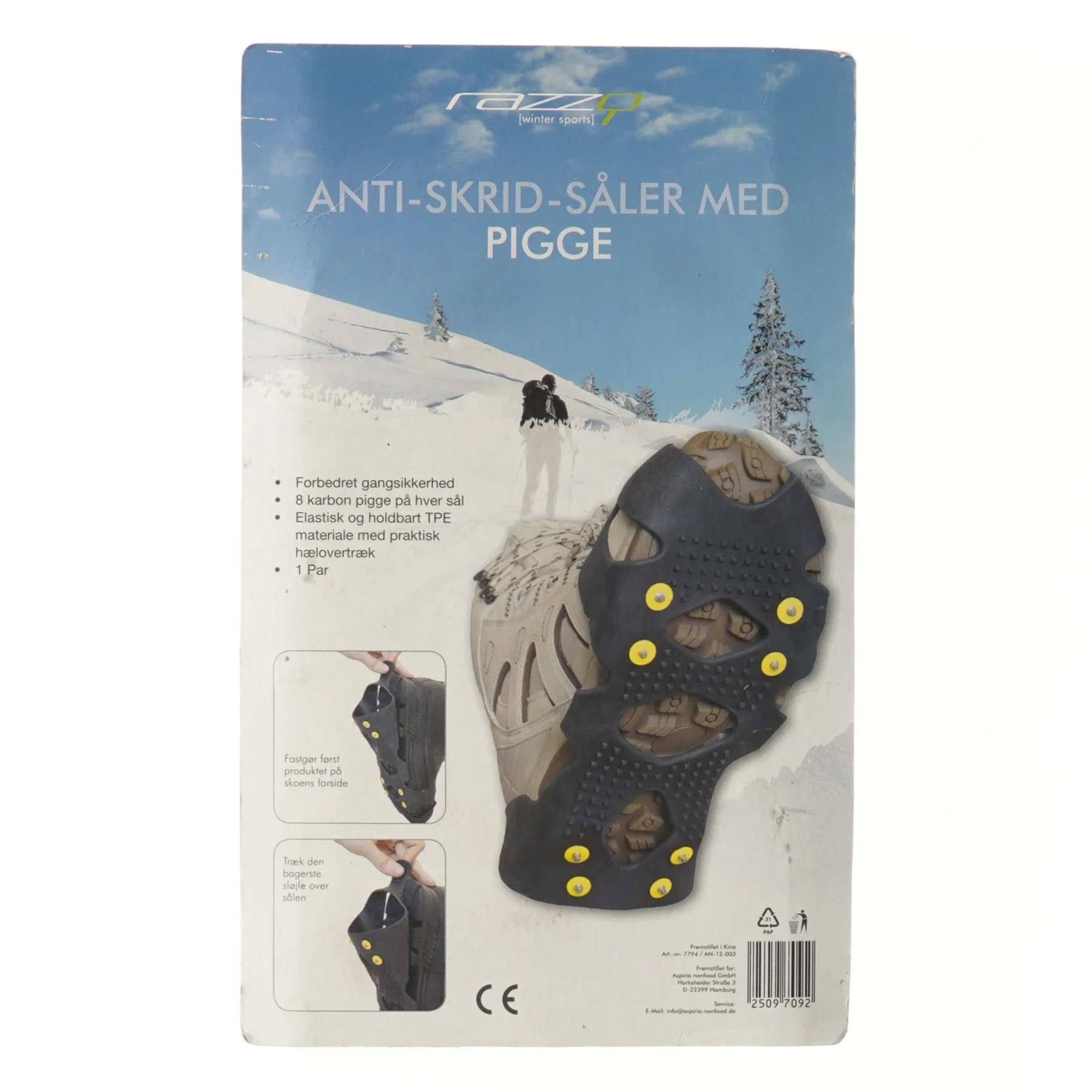 Anti-skrid såler med pigge i størrelse XL fra Razzo (str. XL )