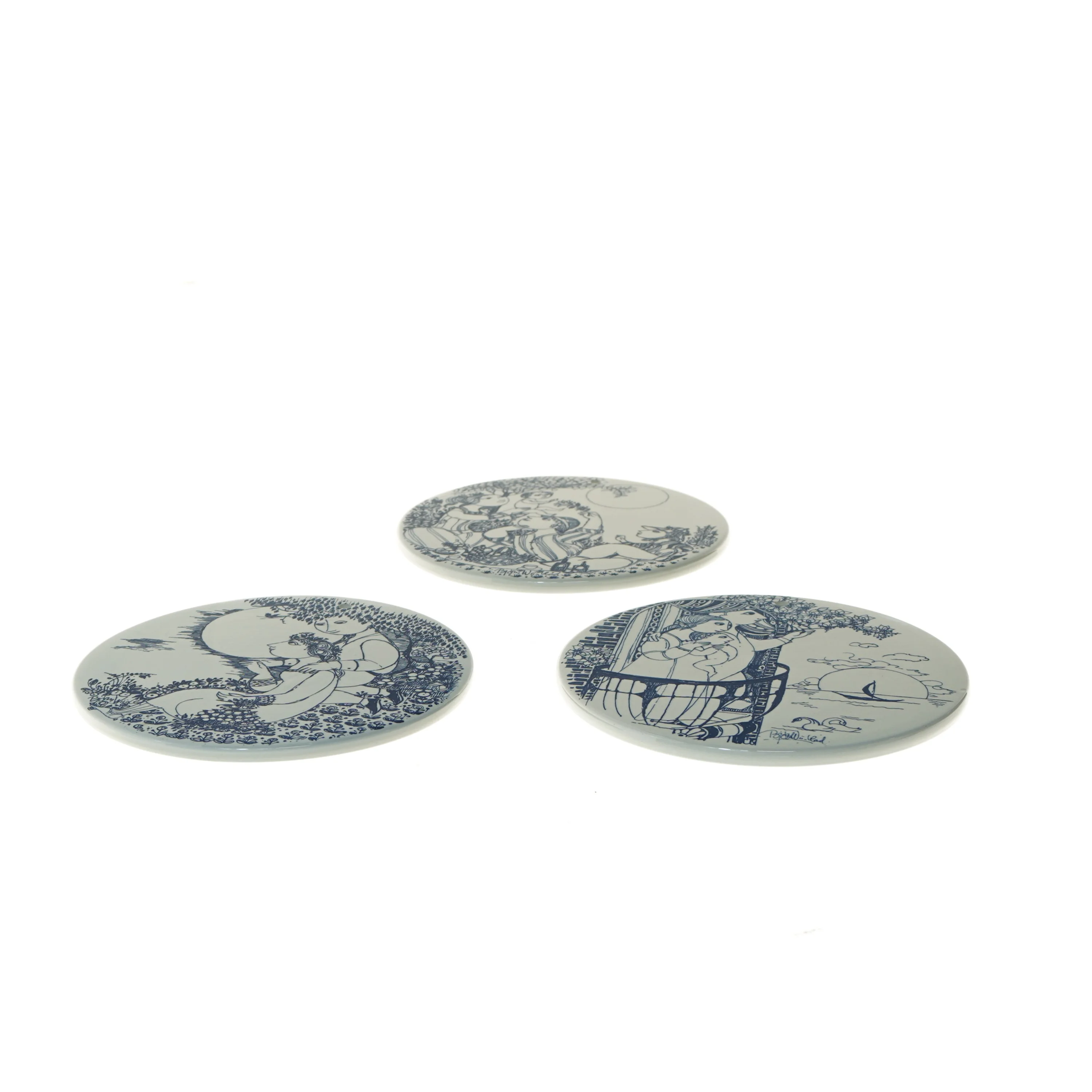 Decorative wall plates with illustrations fra Bjørn Wiinblad (str. Ø 18 cm)