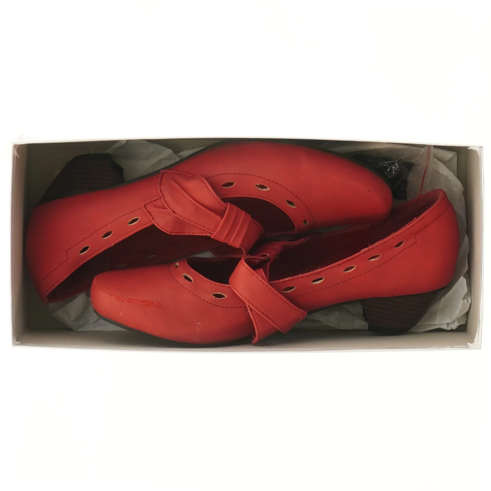 Røde damesko med hælstraps (str. 38 )