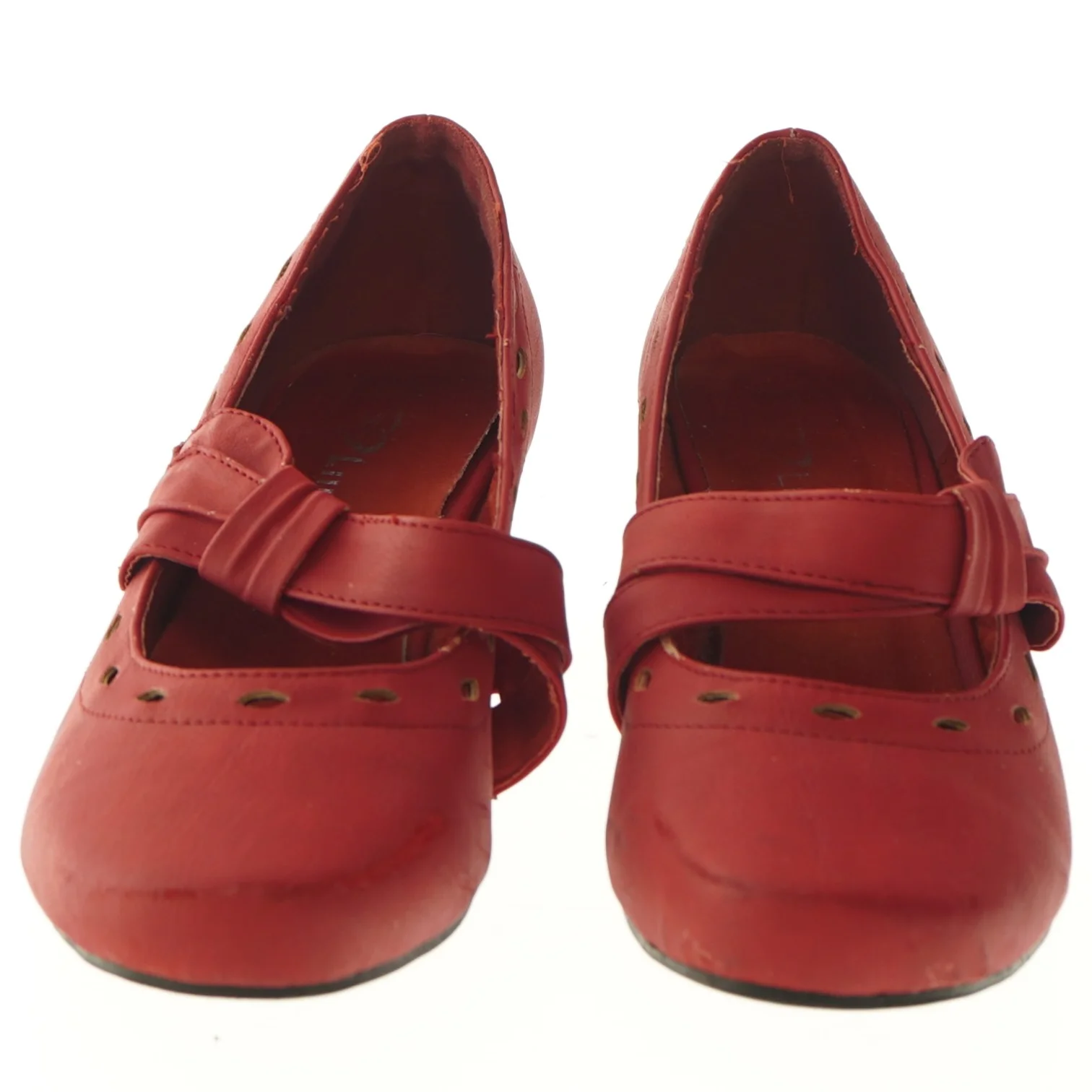 Røde damesko med hælstraps (str. 38 )