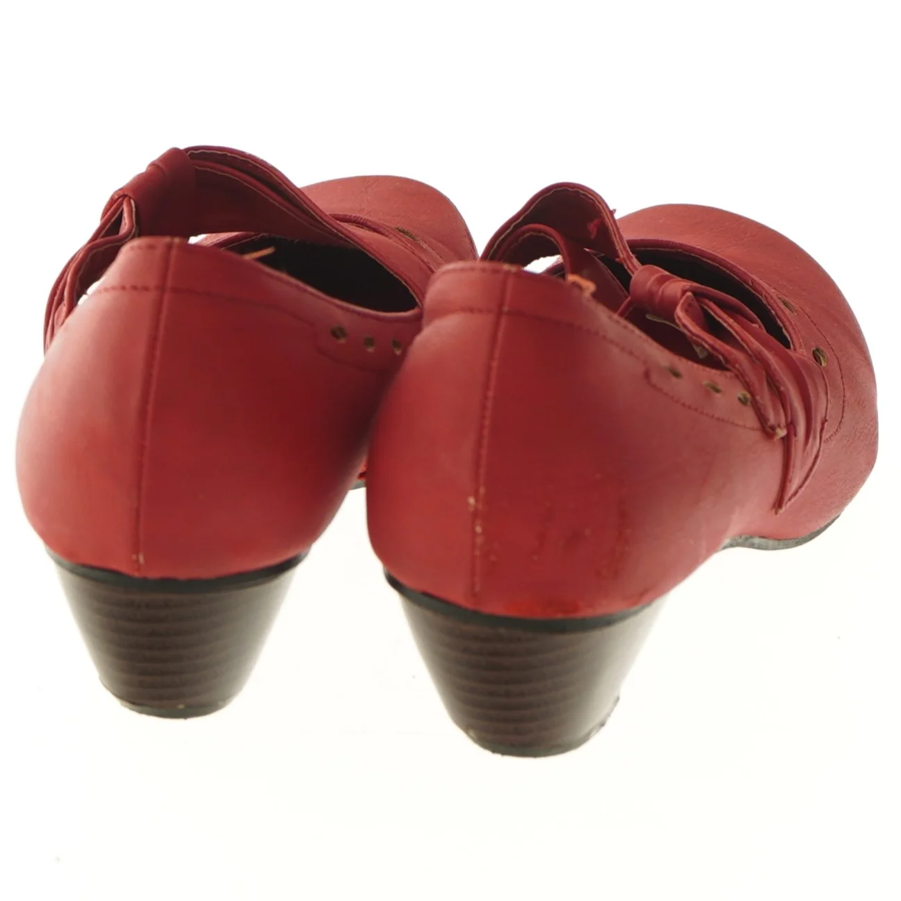 Røde damesko med hælstraps (str. 38 )