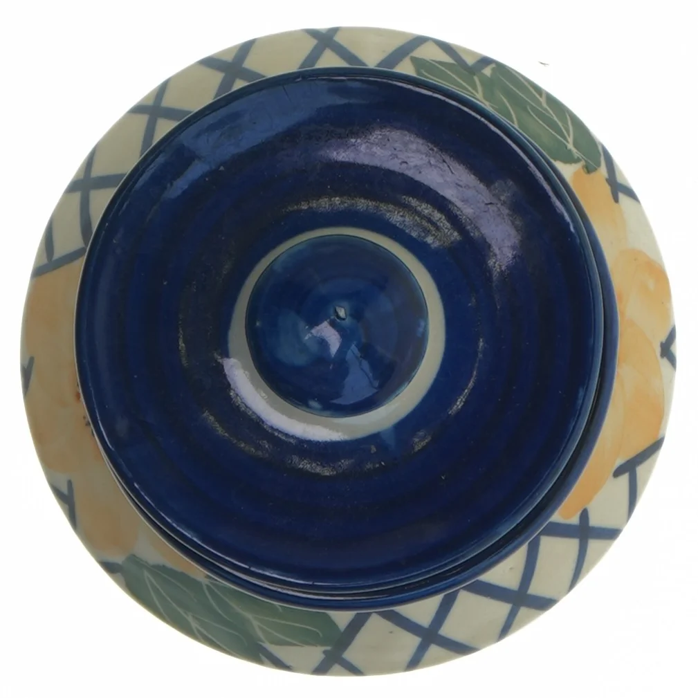 Keramik krukke med låg (str. 10x12,5 cm)