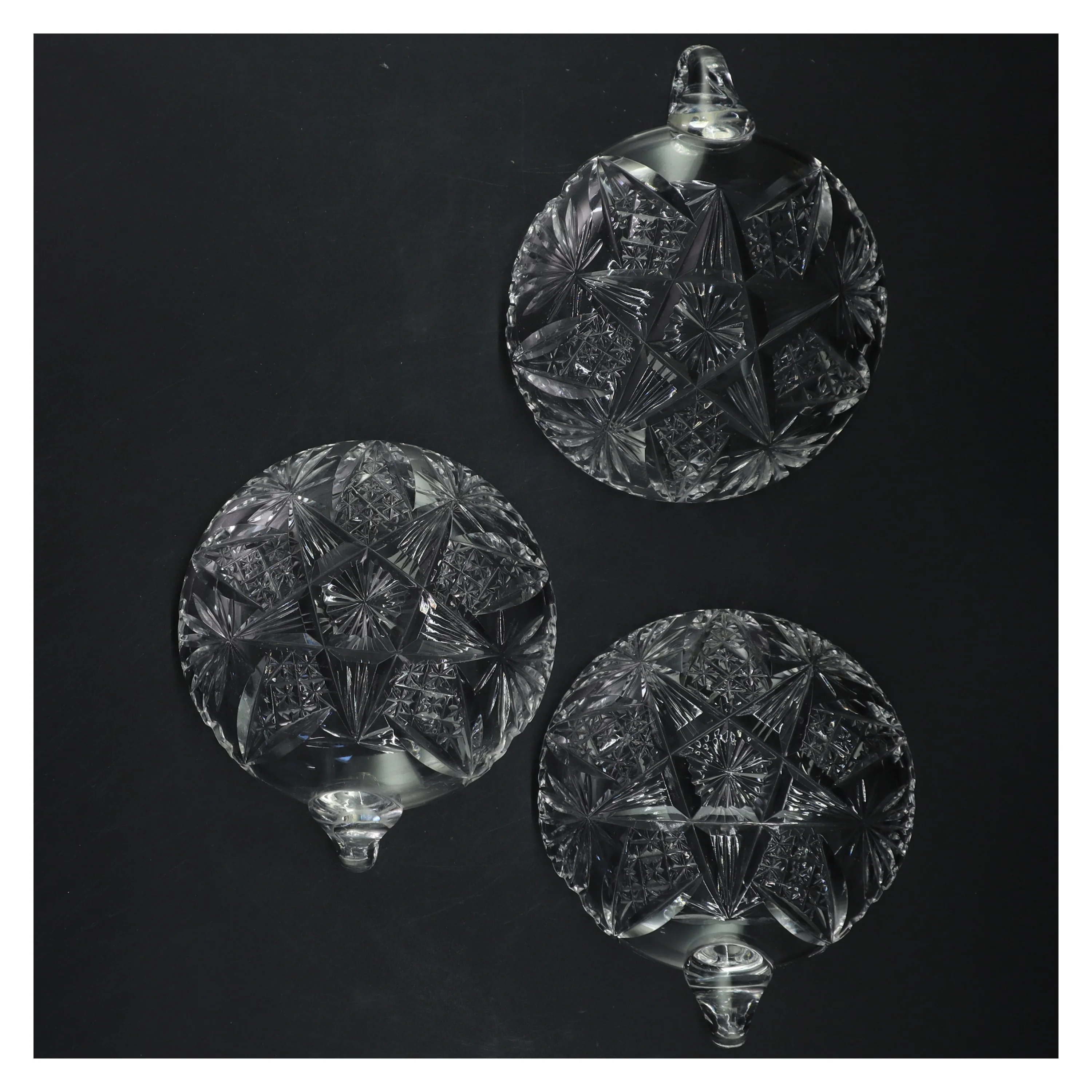 Krystal skåle med håndtag (str. 3 stk Ø 12 cm)