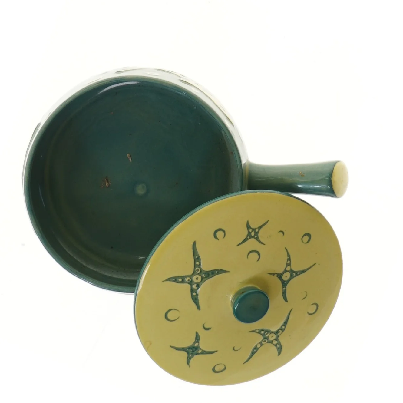 Keramisk gryde med låg (str. Ø 14,5 cm)