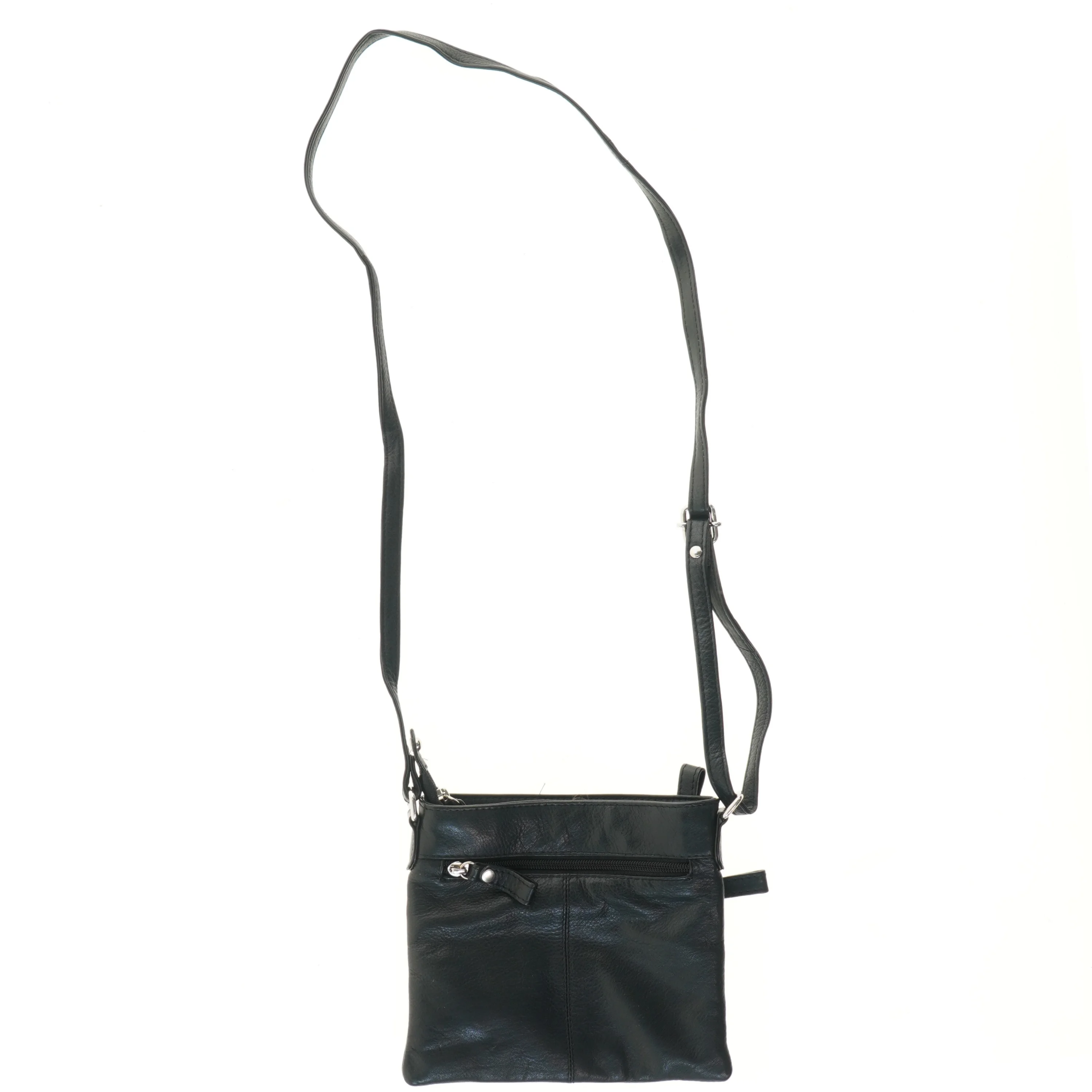 Sort skuldertaske med lynlåse (str. 21x18,5 cm)