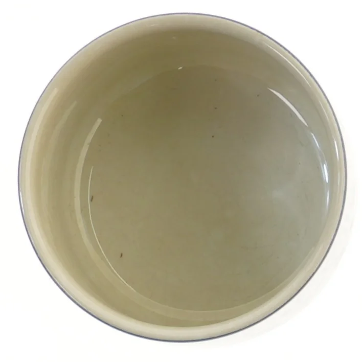 Keramik krukke med trælåg fra Knabstrup (str. Ø 13x8,5 cm)