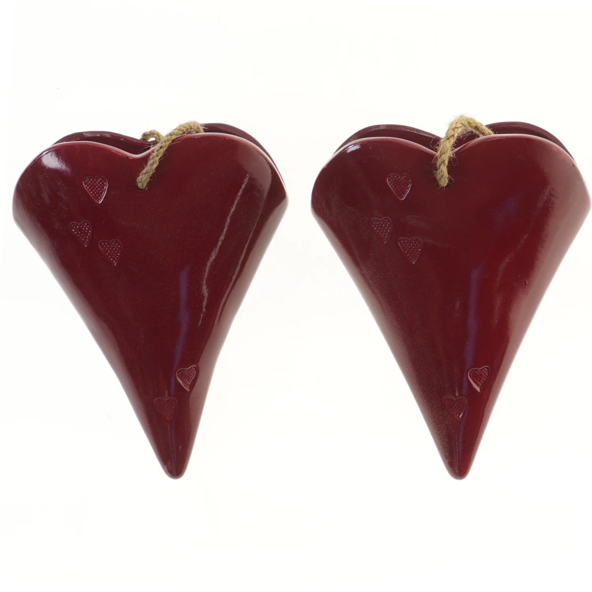 Røde hjerteophæng (str. 2 styk, 26x20x10 cm)