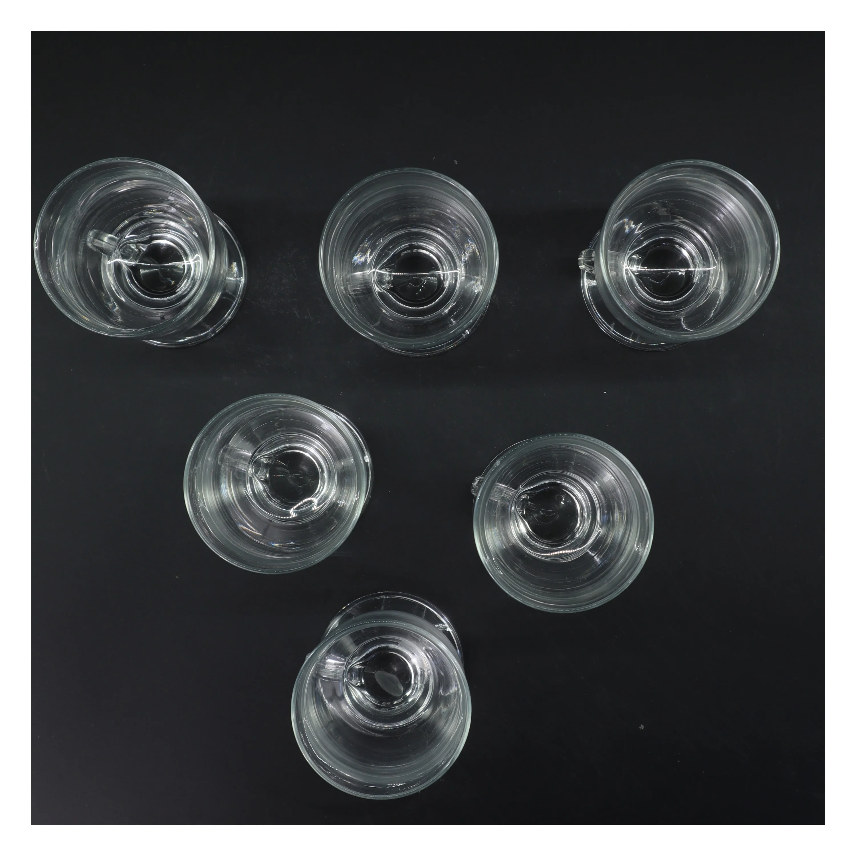 Kaffekrus i glas med hank, sæt af 6 (str. 6 stk Ø 7,5 cm længde 14,5 cm)