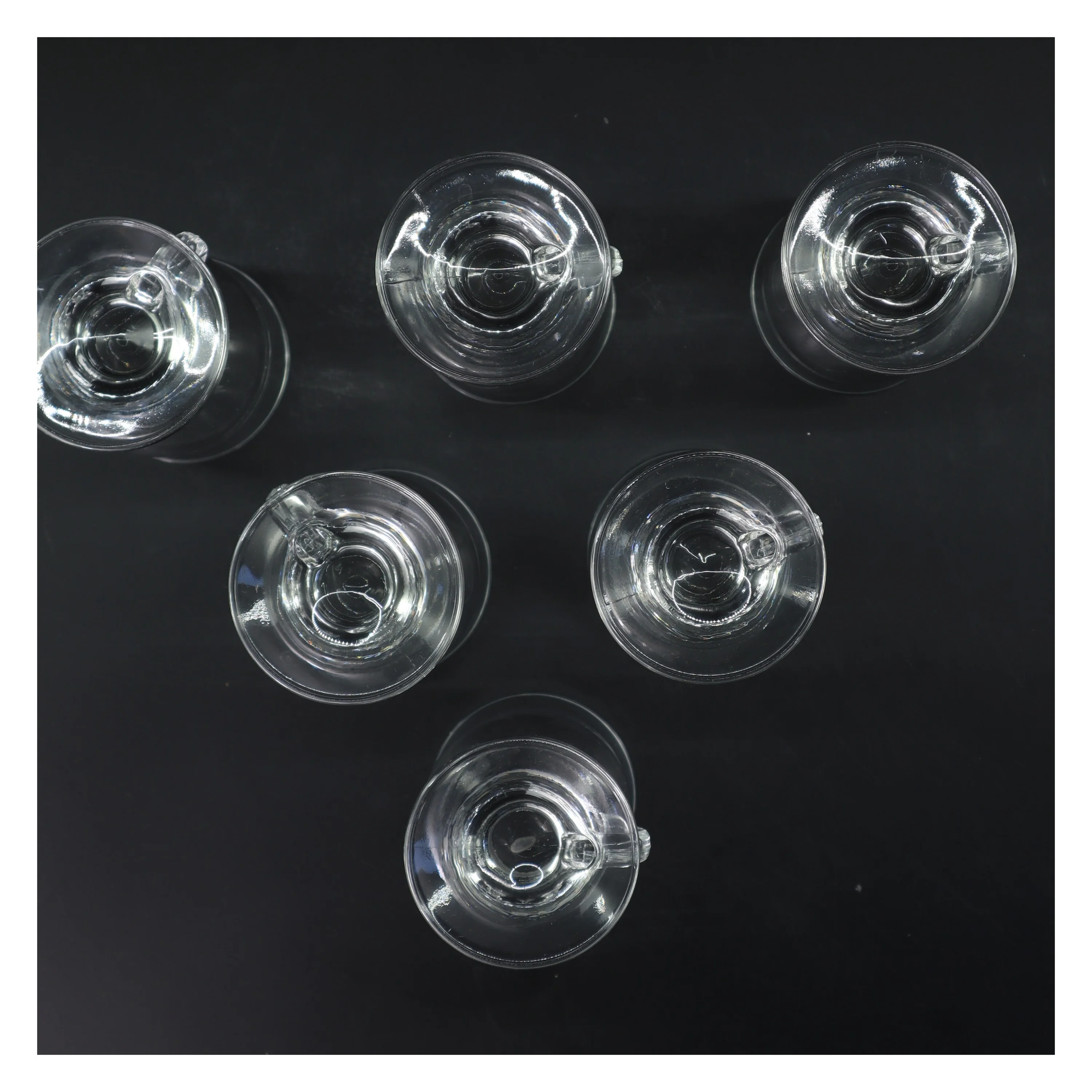 Kaffekrus i glas med hank, sæt af 6 (str. 6 stk Ø 7,5 cm længde 14,5 cm)