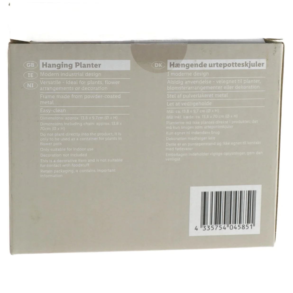 Hængende urtepotteskjuler fra Livarno (str. Ø 13,8 cm højde 70 cm)