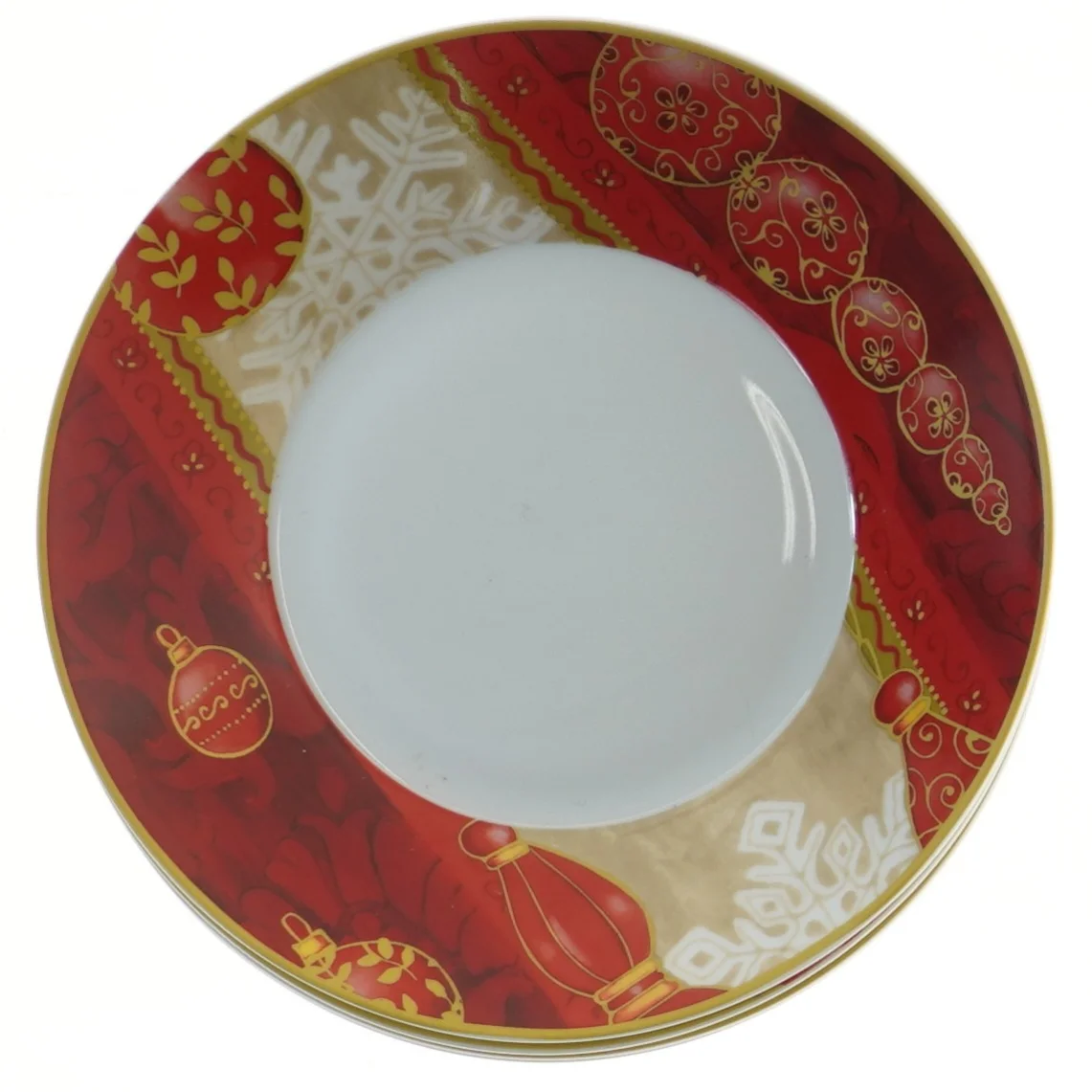 Sæt med 4 tallerkener, julemotiv fra Top Choice (str. 4 styk, ø 21,5 cm)