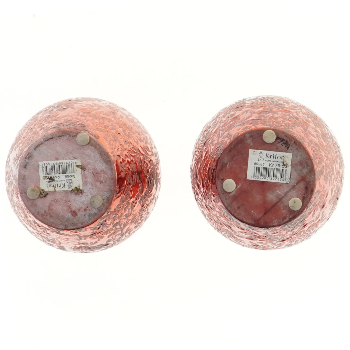 Røde dekorative urtepotteskjulere fra Krifon (str. 2 stk Ø 13,5 cm længde 12 cm)