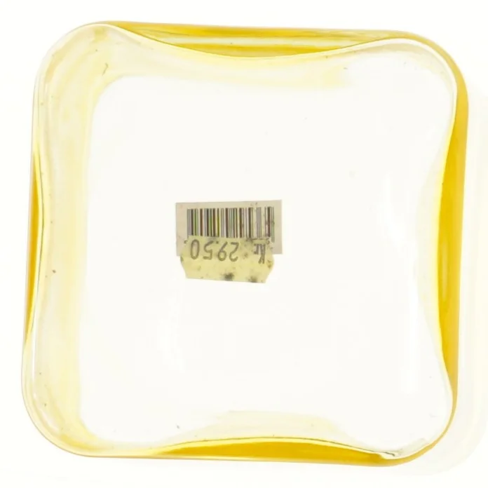 Kvadratisk gul glasbeholder (str. 12x12x12 cm)