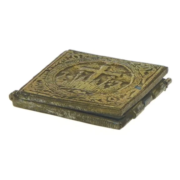 Religiøs triptykon metal ikon (str. 7x6,5 cm)