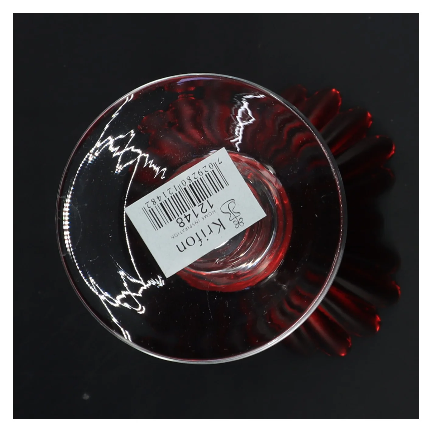 Rød glaslysestage fra Krifon (str. 11x20 cm)