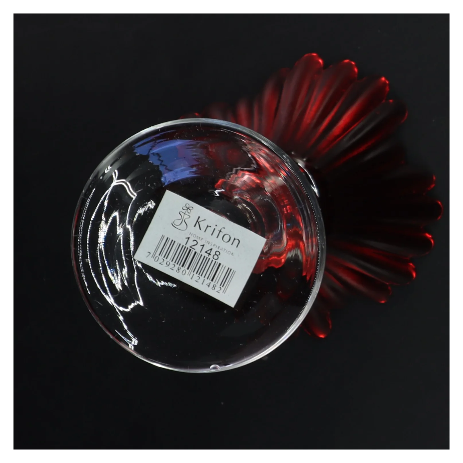 Rød glasvase på fod fra Krifon (str. 11x20 cm)