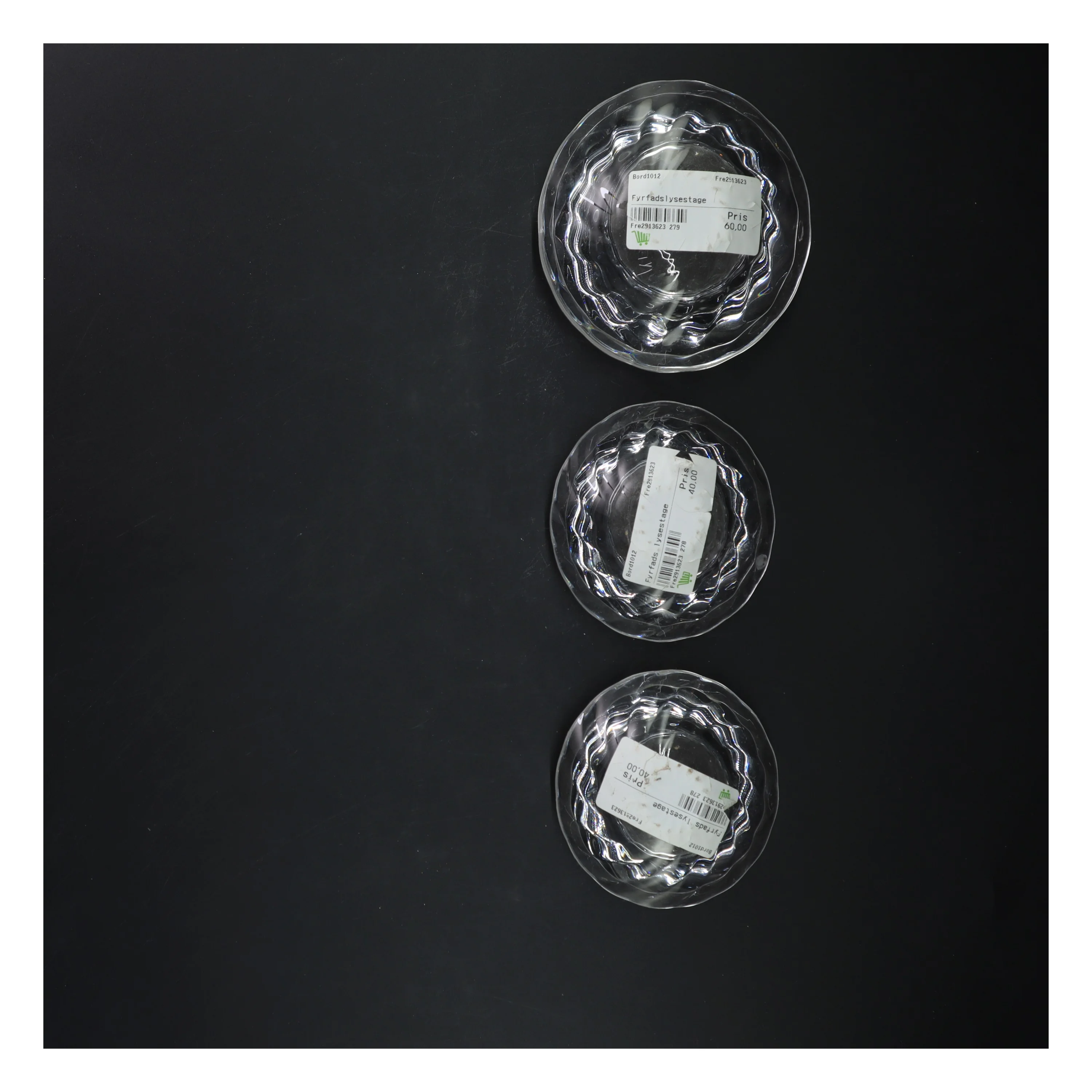 Glas lysestager sæt (str. Ø 13 og 11 cm)