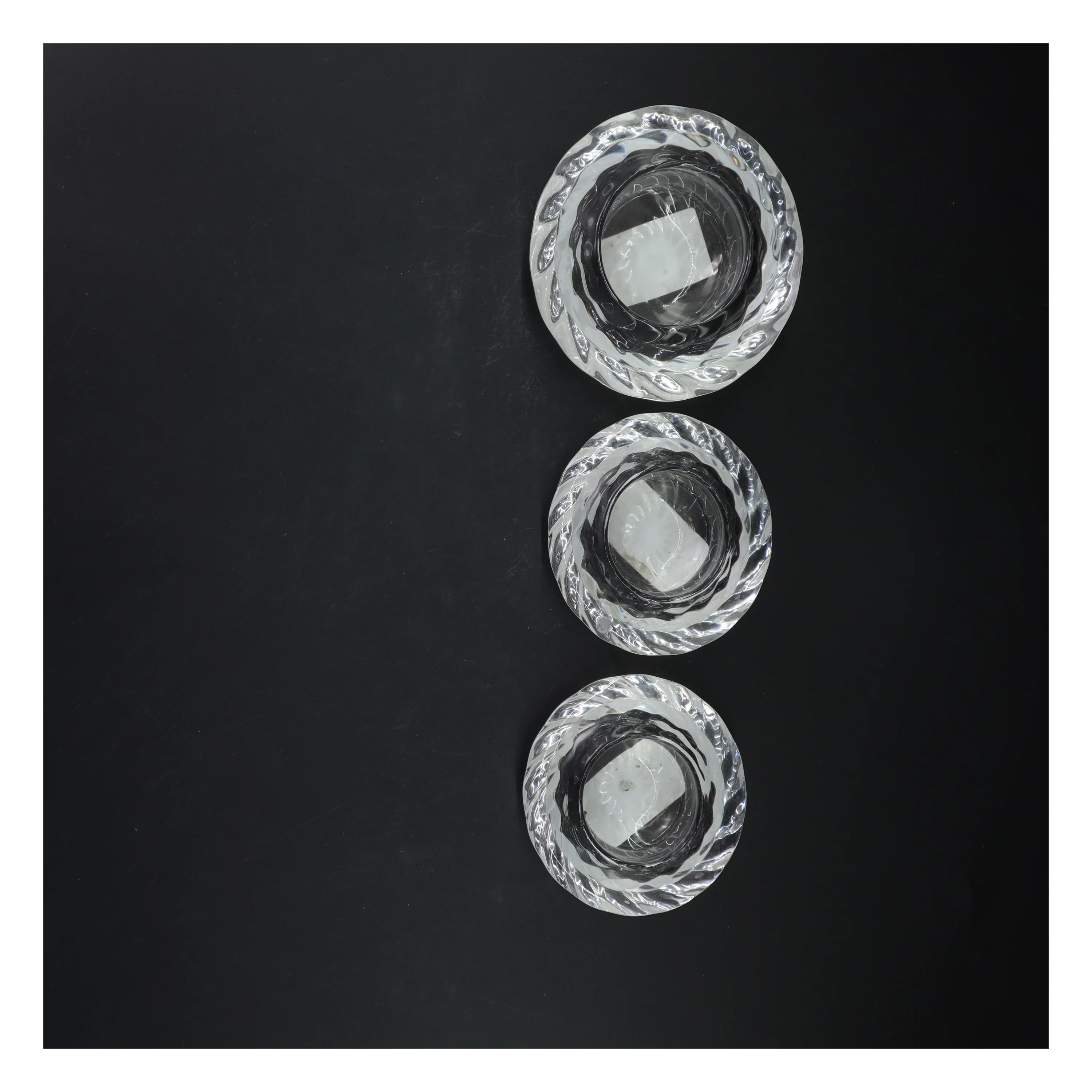 Glas lysestager sæt (str. Ø 13 og 11 cm)