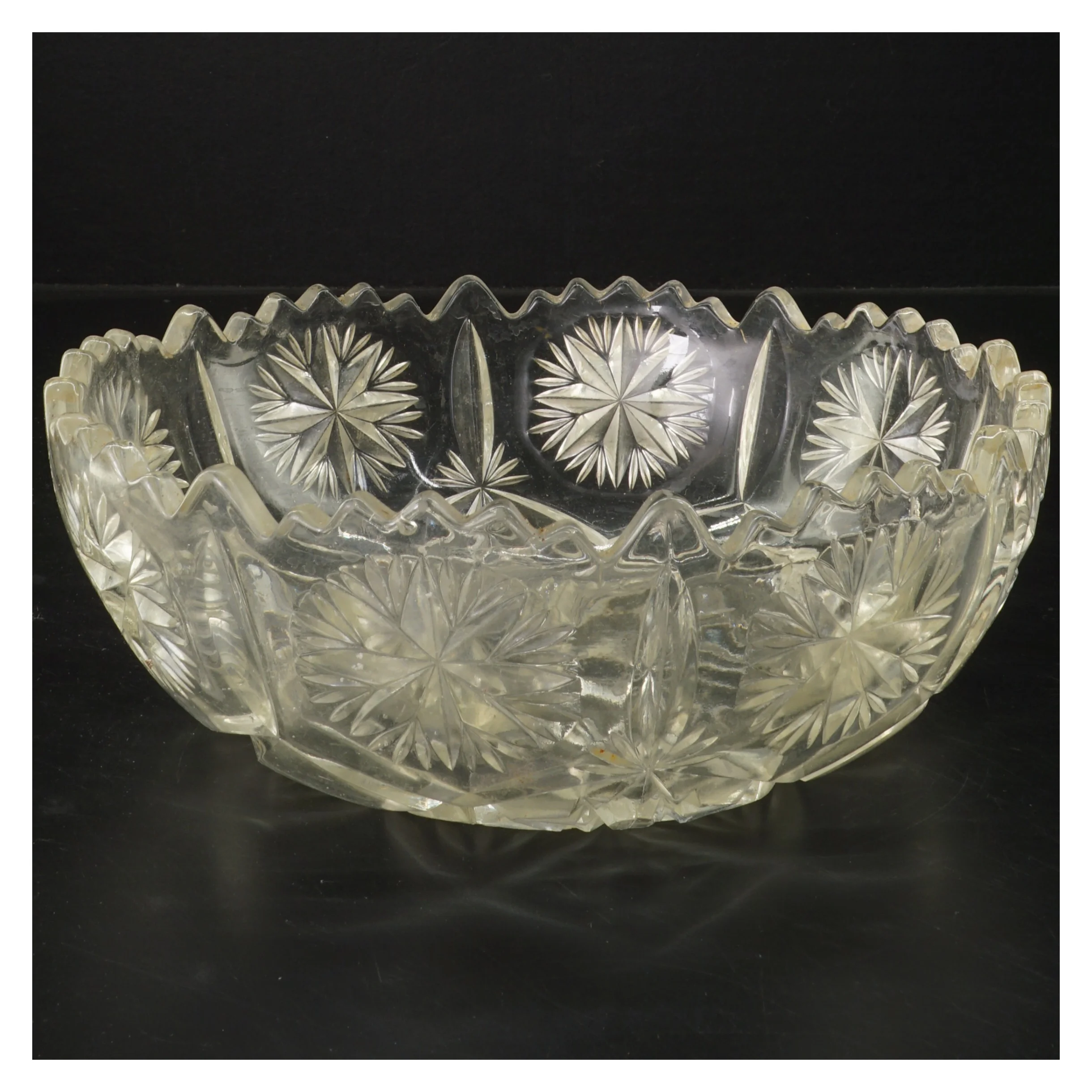 Glas skål med mønster (str. Ø 22,5 cm)