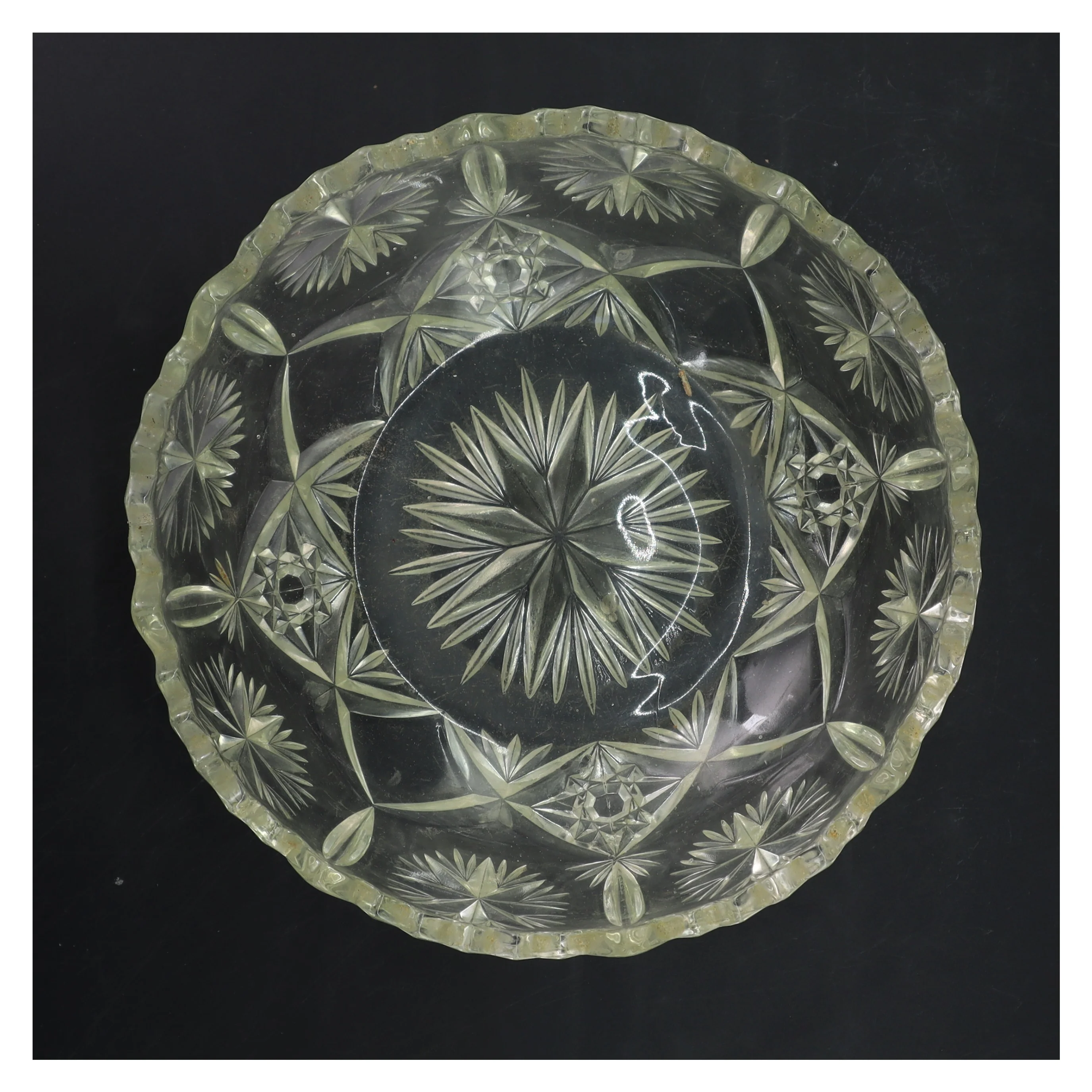 Glas skål med mønster (str. Ø 22,5 cm)