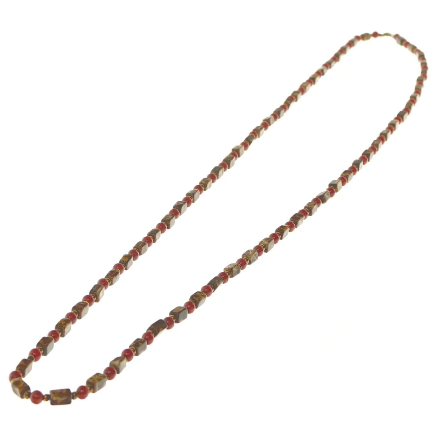 Lang halskæde med farvede perler (str. 124 cm)